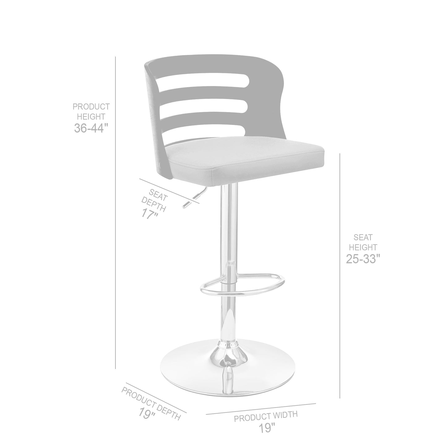 Khalia Adjustable Swivel Cream Faux Leather and Walnut Wood Bar Stool with Chrome Base