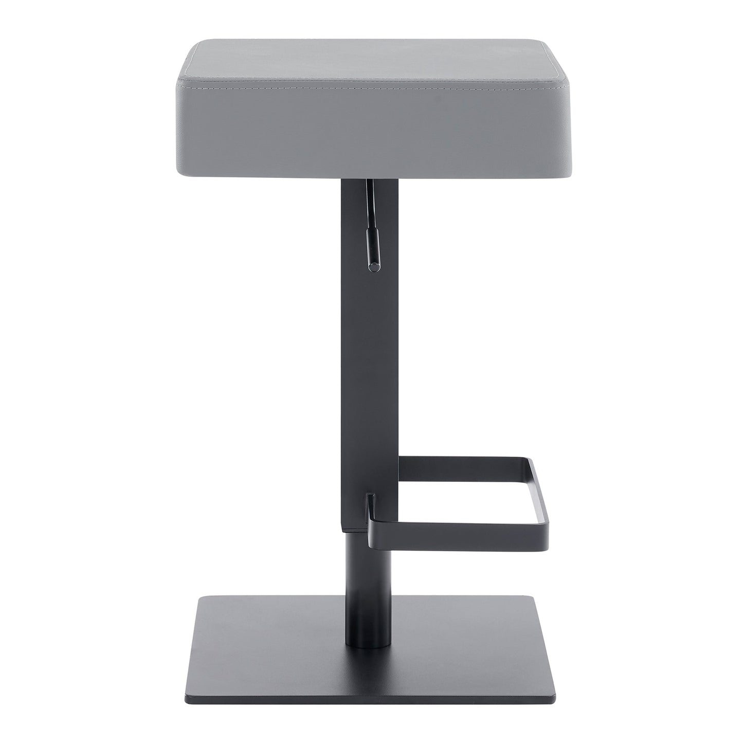 Kaylee Adjustable Height Swivel Gray Faux Leather and Black Metal Backless Bar Stool