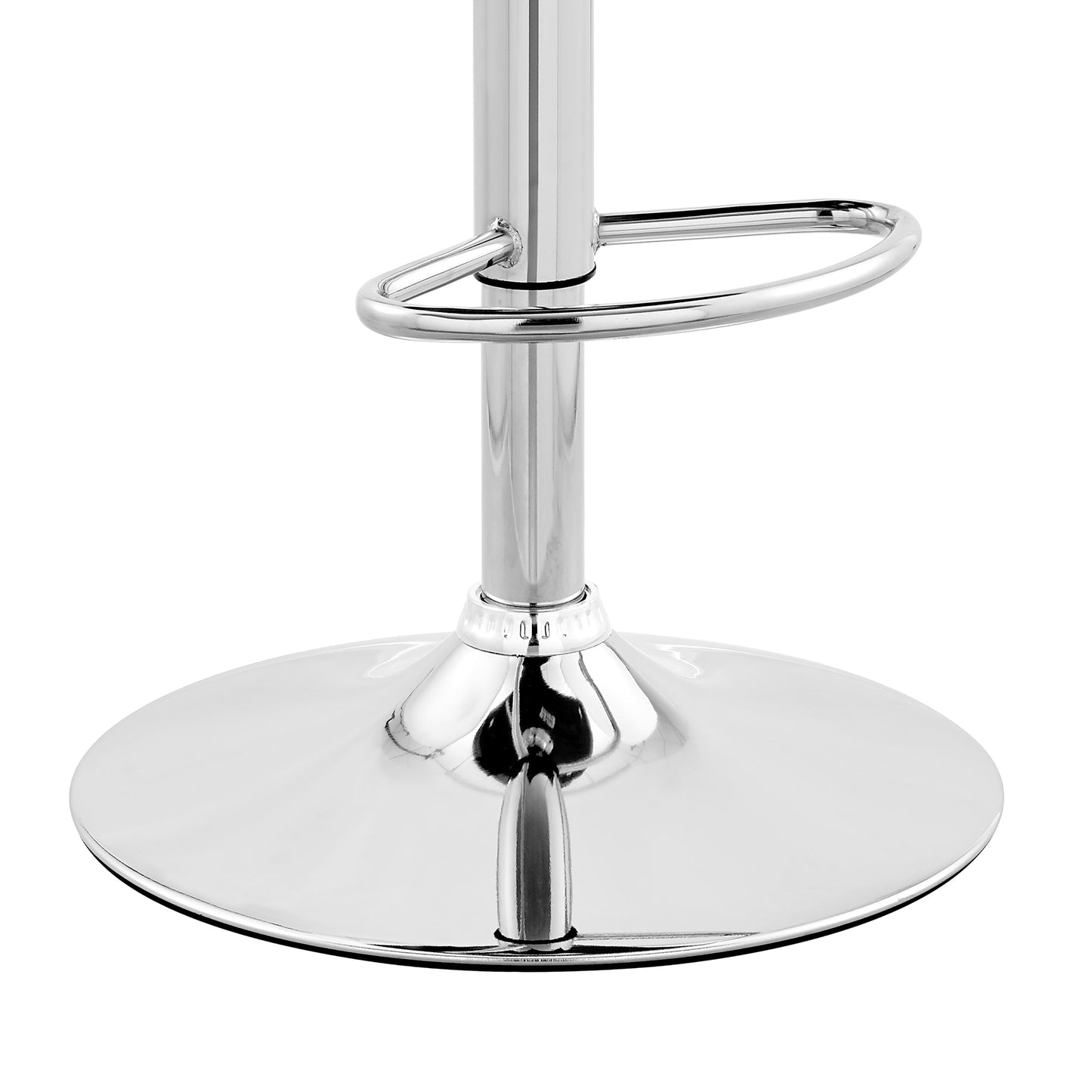 Karter Adjustable Cream Faux Leather and Walnut Wood Bar Stool with Chrome Base