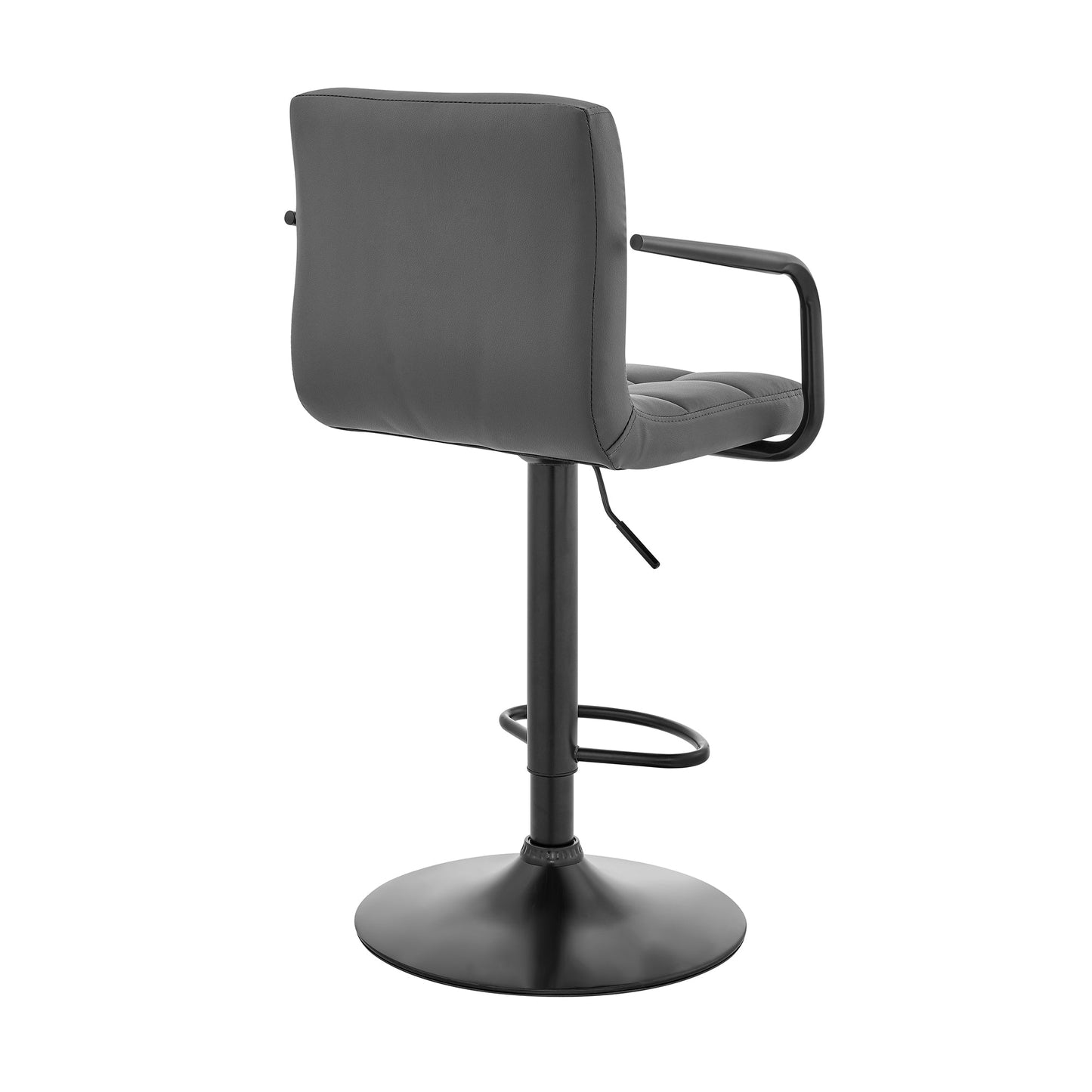 Laurant Adjustable Height Gray Faux Leather Swivel Bar Stool