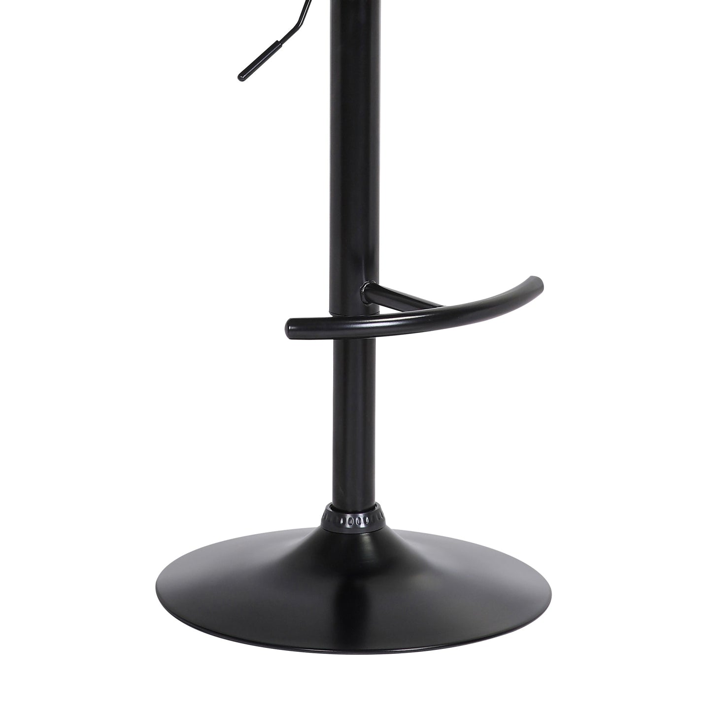 Larisa Adjustable Walnut Wood Bar Stool in Black Faux Leather with Black Metal