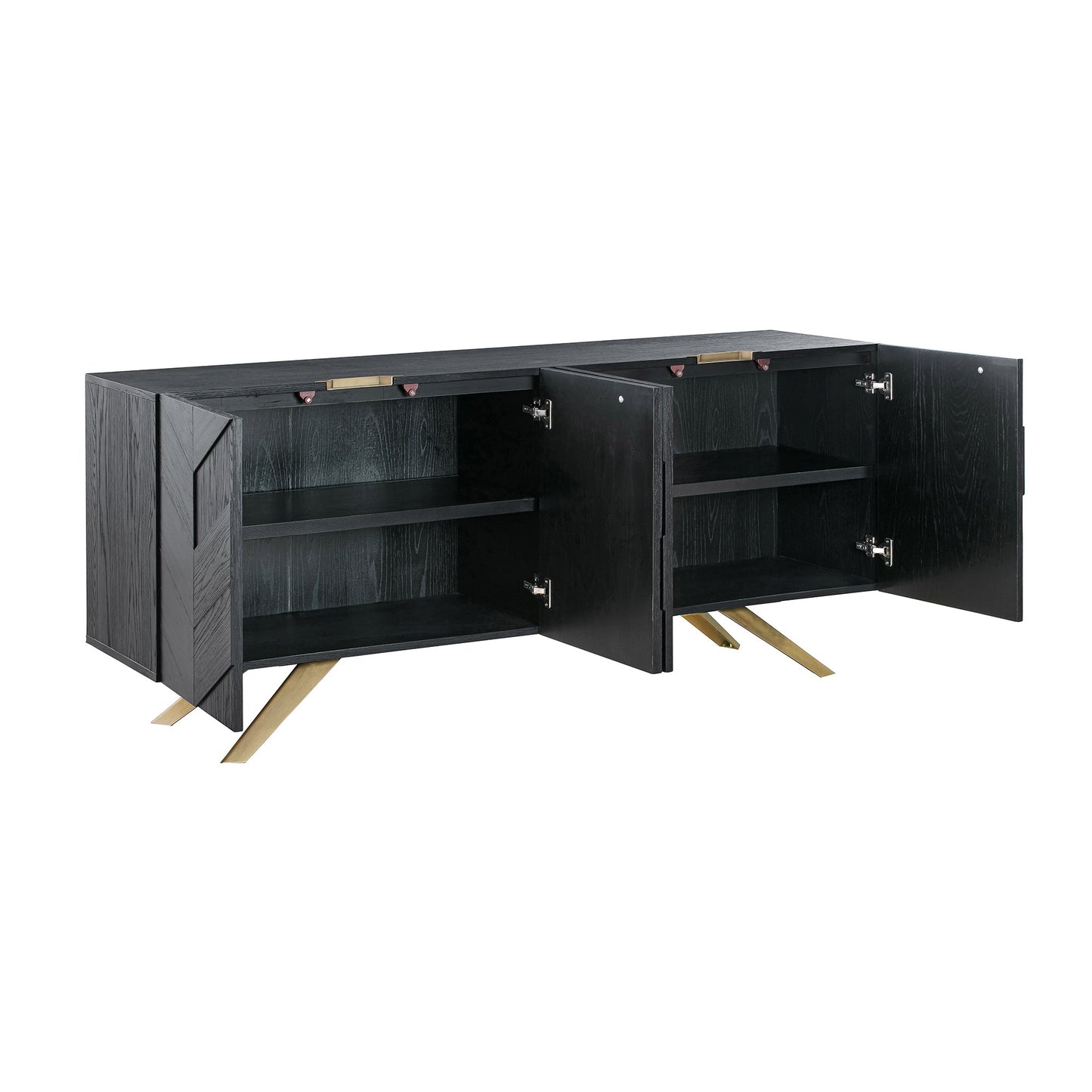 Lombard 4 Door Sideboard Buffet in Black Brushed Wood