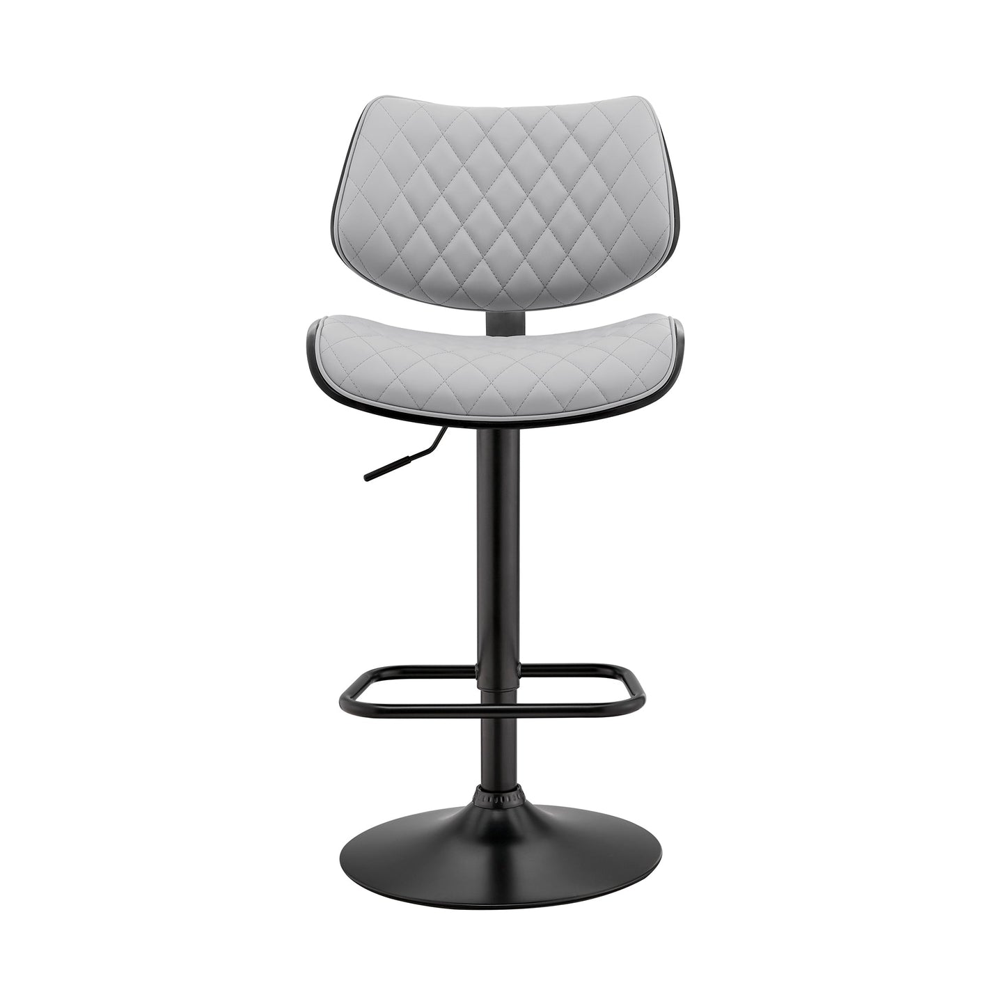 Leland Adjustable Gray Faux Leather and Black Finish Bar Stool