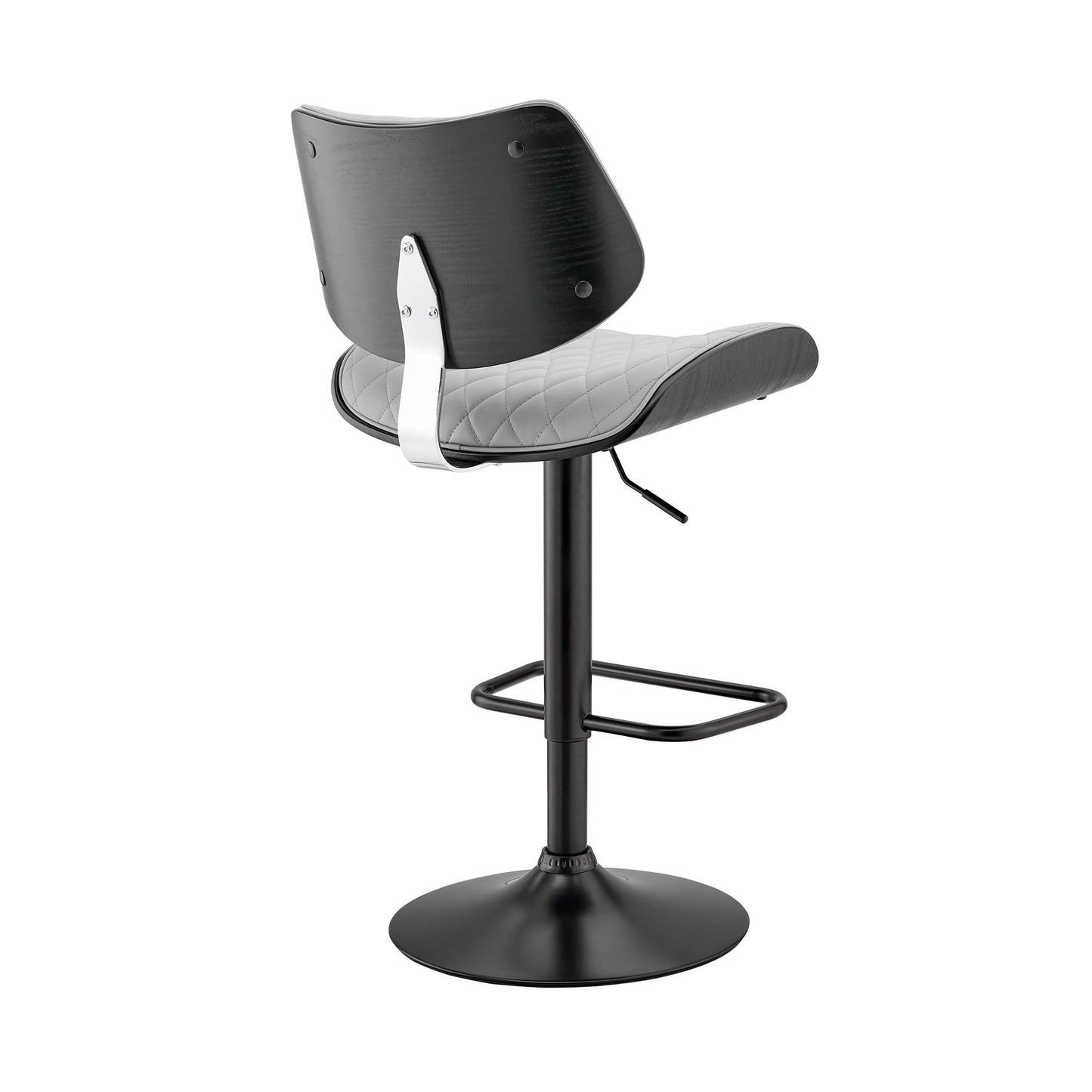 Leland Adjustable Gray Faux Leather and Black Finish Bar Stool