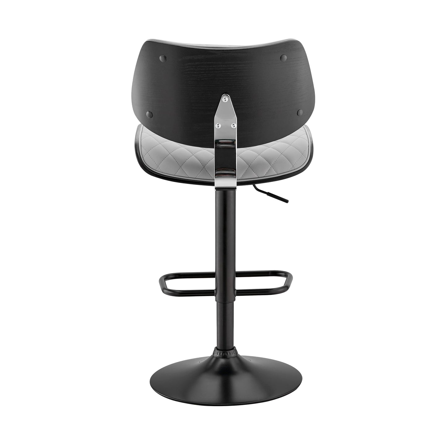 Leland Adjustable Gray Faux Leather and Black Finish Bar Stool