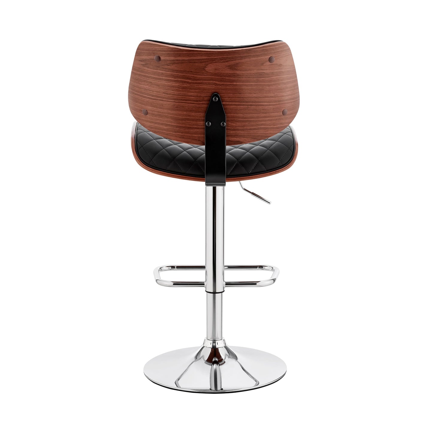 Leland Adjustable Black Faux Leather and Chrome Finish Bar Stool