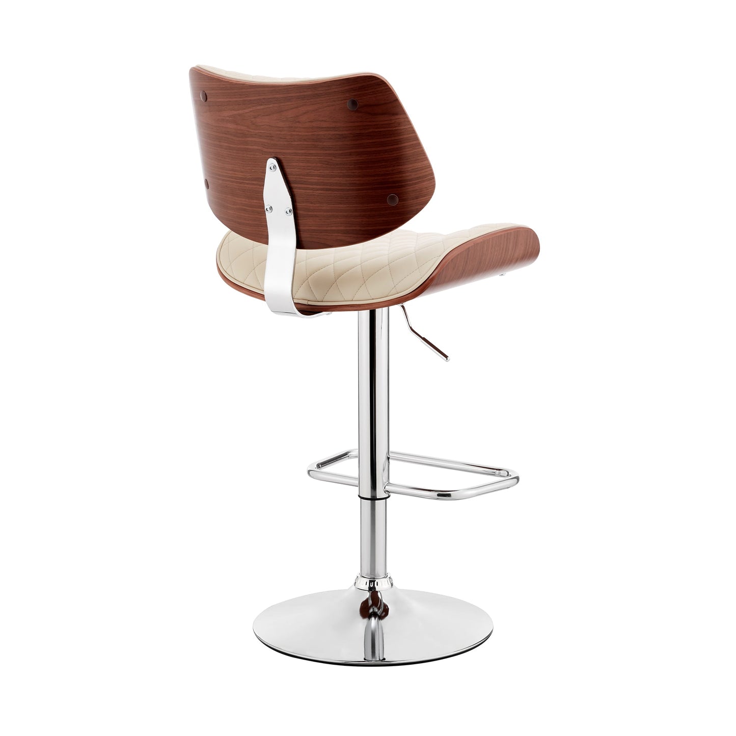 Leland Adjustable Cream Faux Leather and Chrome Finish Bar Stool