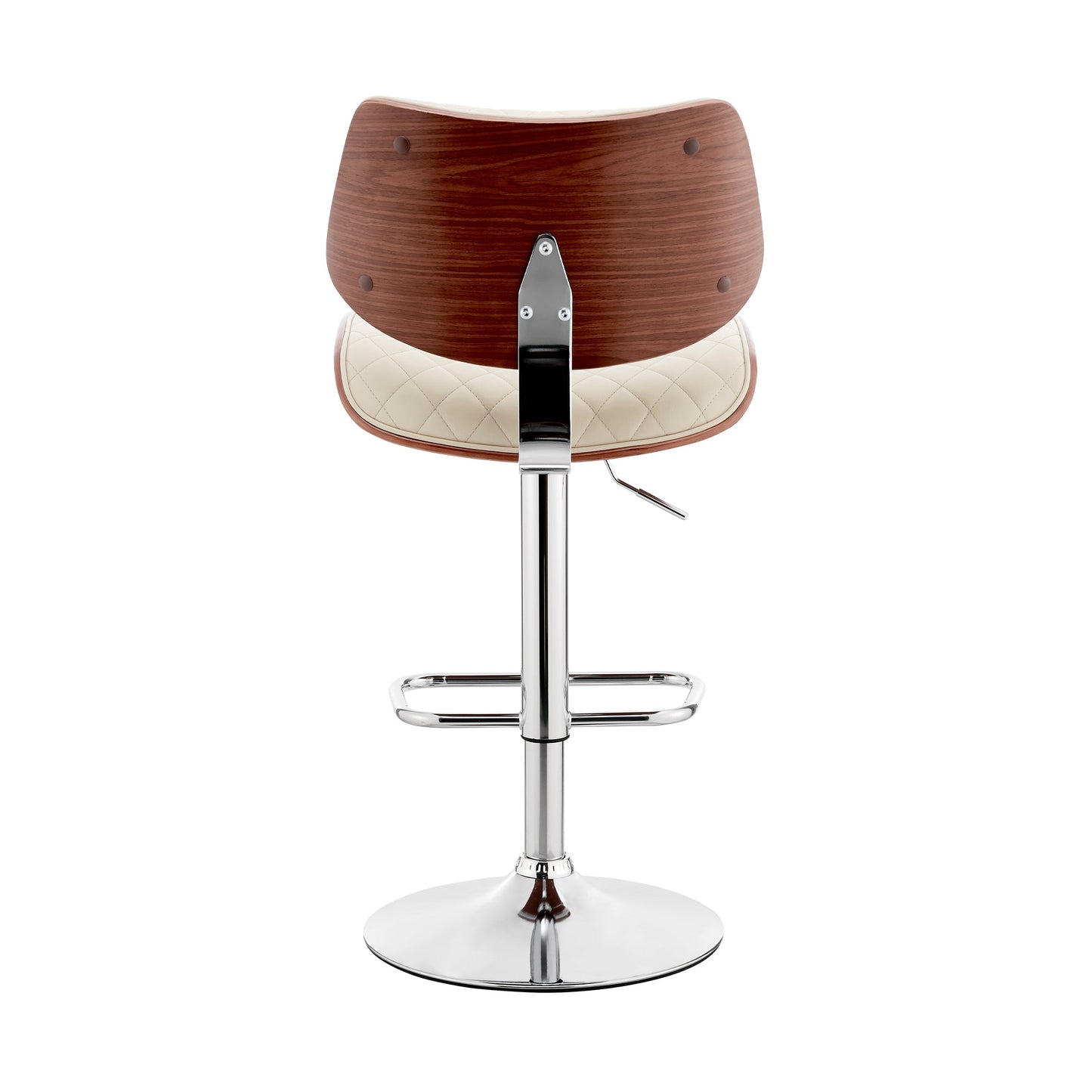 Leland Adjustable Cream Faux Leather and Chrome Finish Bar Stool