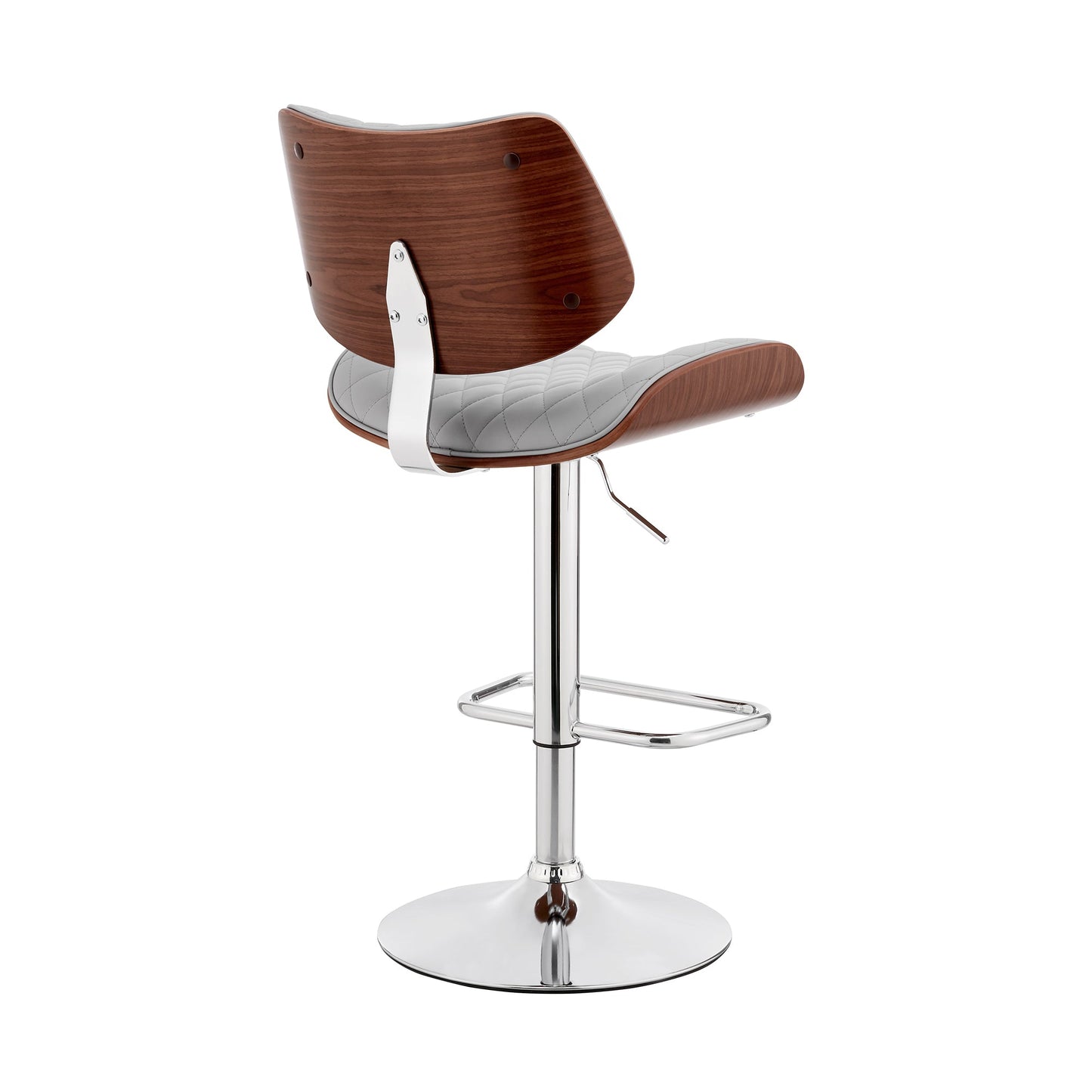 Leland Adjustable Gray Faux Leather and Chrome Finish Bar Stool