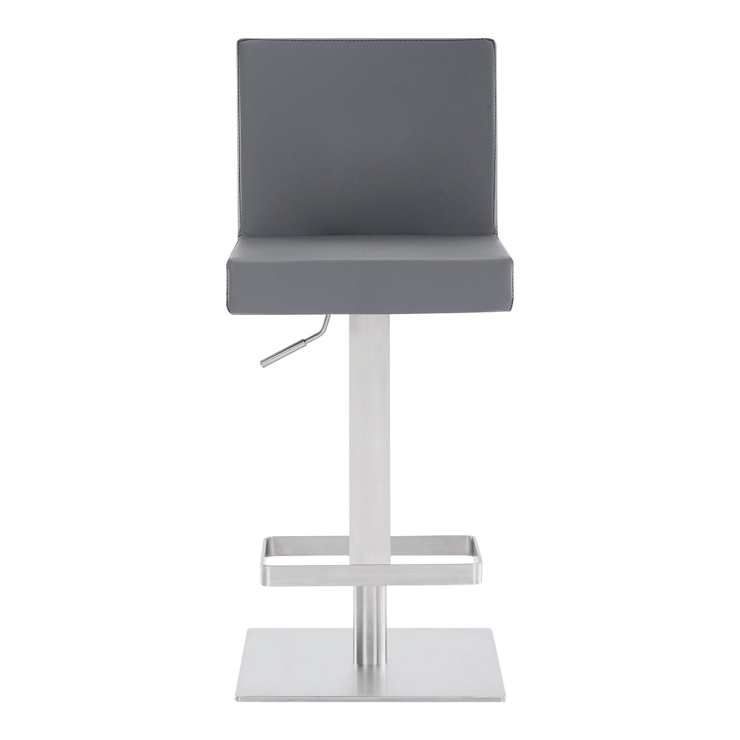 Legacy Adjustable Height Swivel Gray Faux Leather and Brushed Stainless Steel Bar Stool