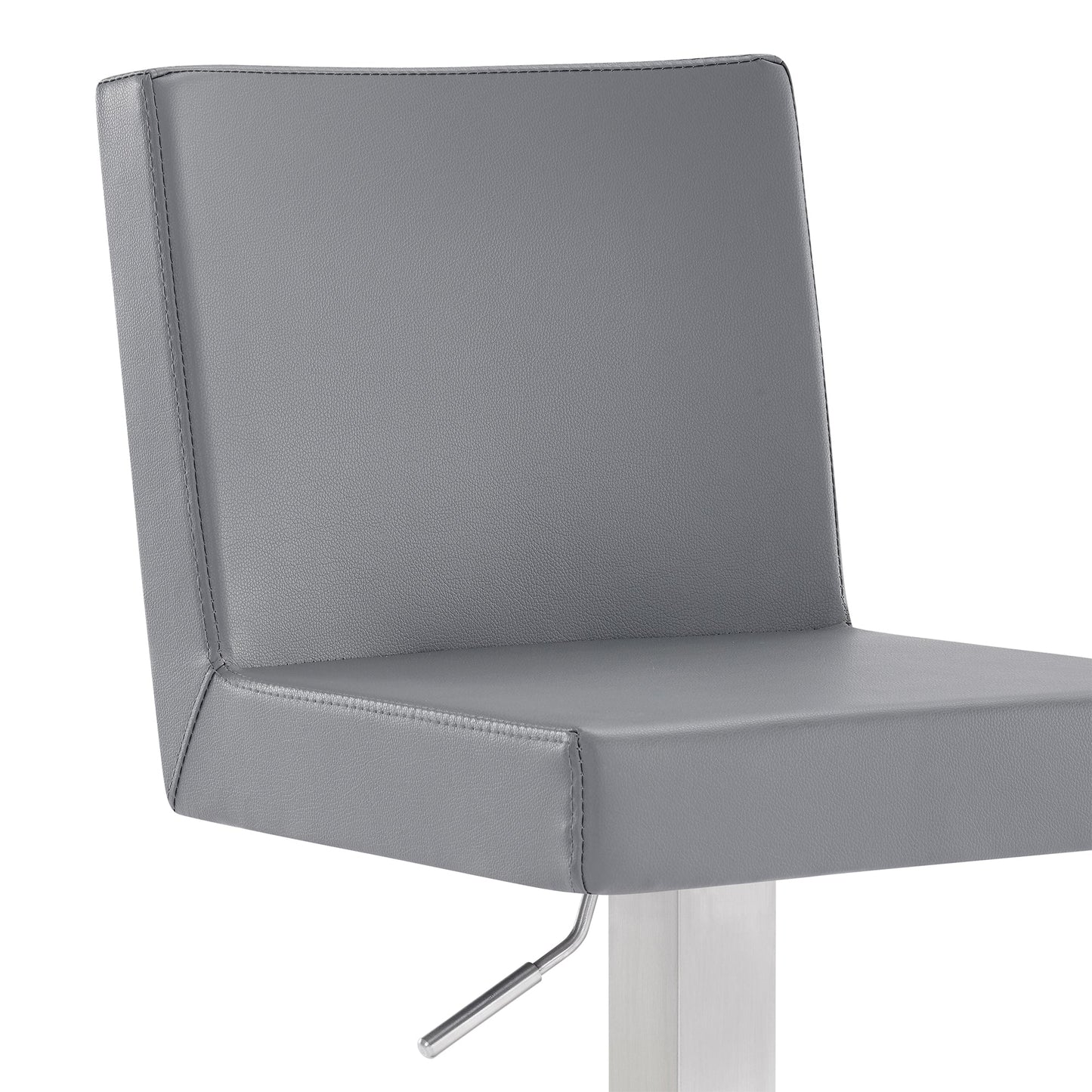 Legacy Adjustable Height Swivel Gray Faux Leather and Brushed Stainless Steel Bar Stool