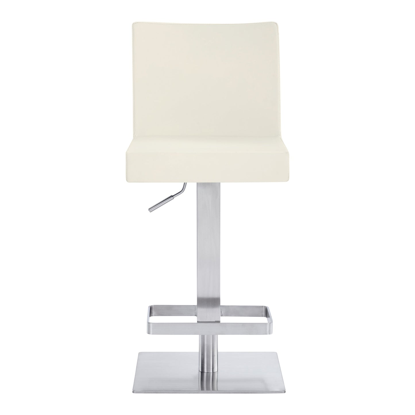 Legacy Adjustable Height Swivel Off-White Faux Leather and Brushed Stainless Steel Bar Stool