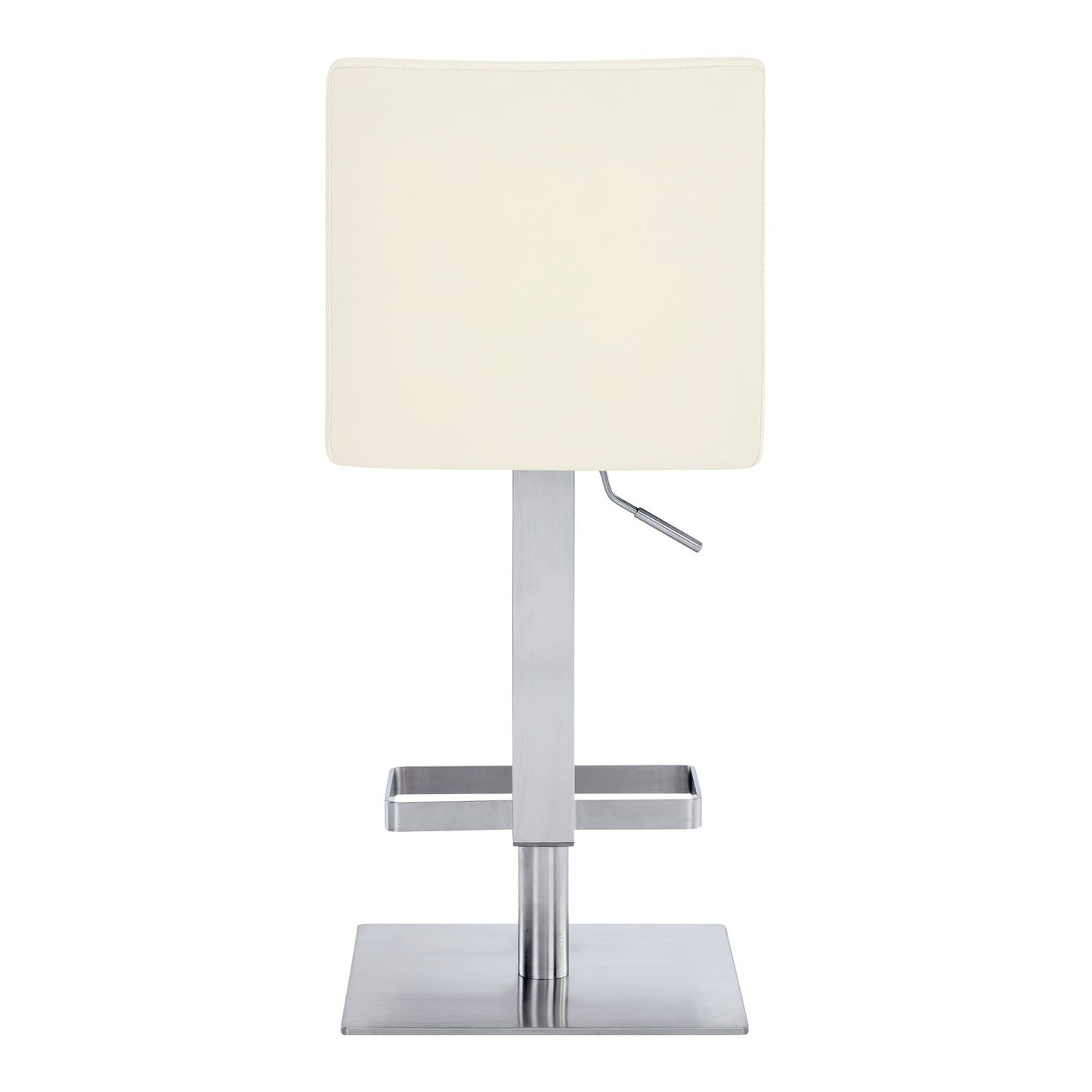 Legacy Adjustable Height Swivel Off-White Faux Leather and Brushed Stainless Steel Bar Stool