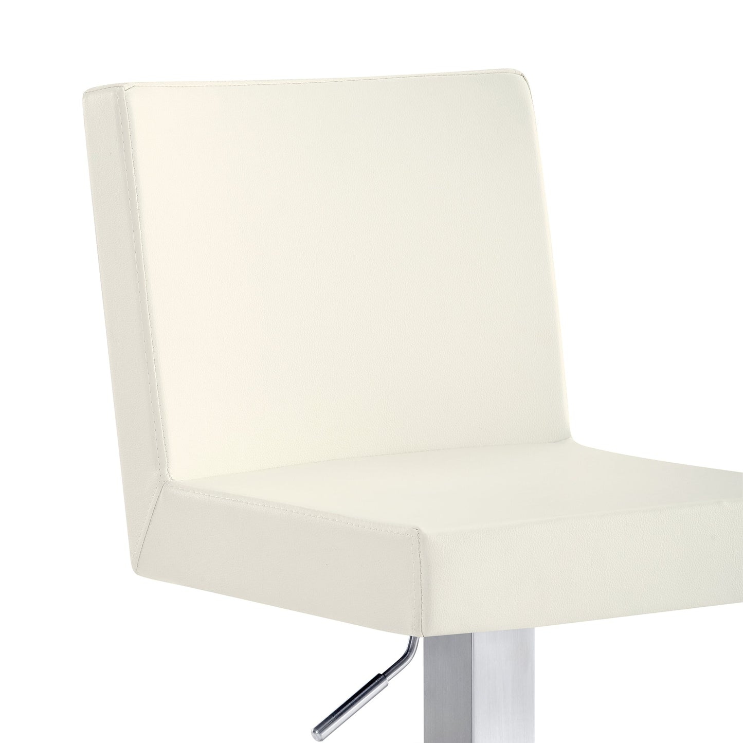 Legacy Adjustable Height Swivel Off-White Faux Leather and Brushed Stainless Steel Bar Stool