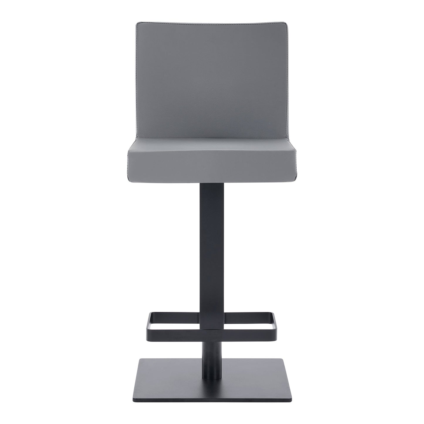 Legacy Adjustable Height Swivel Gray Faux Leather and Black Metal Bar Stool