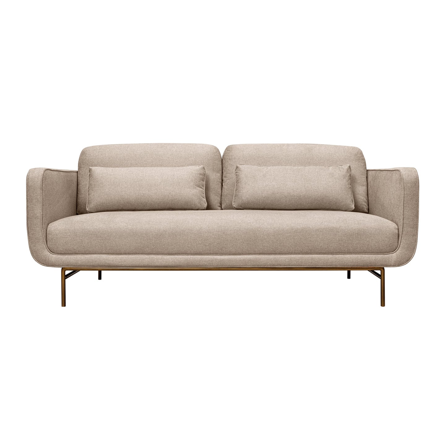 Lilou 77" Beige Fabric Sofa with Antique Brass Metal Legs