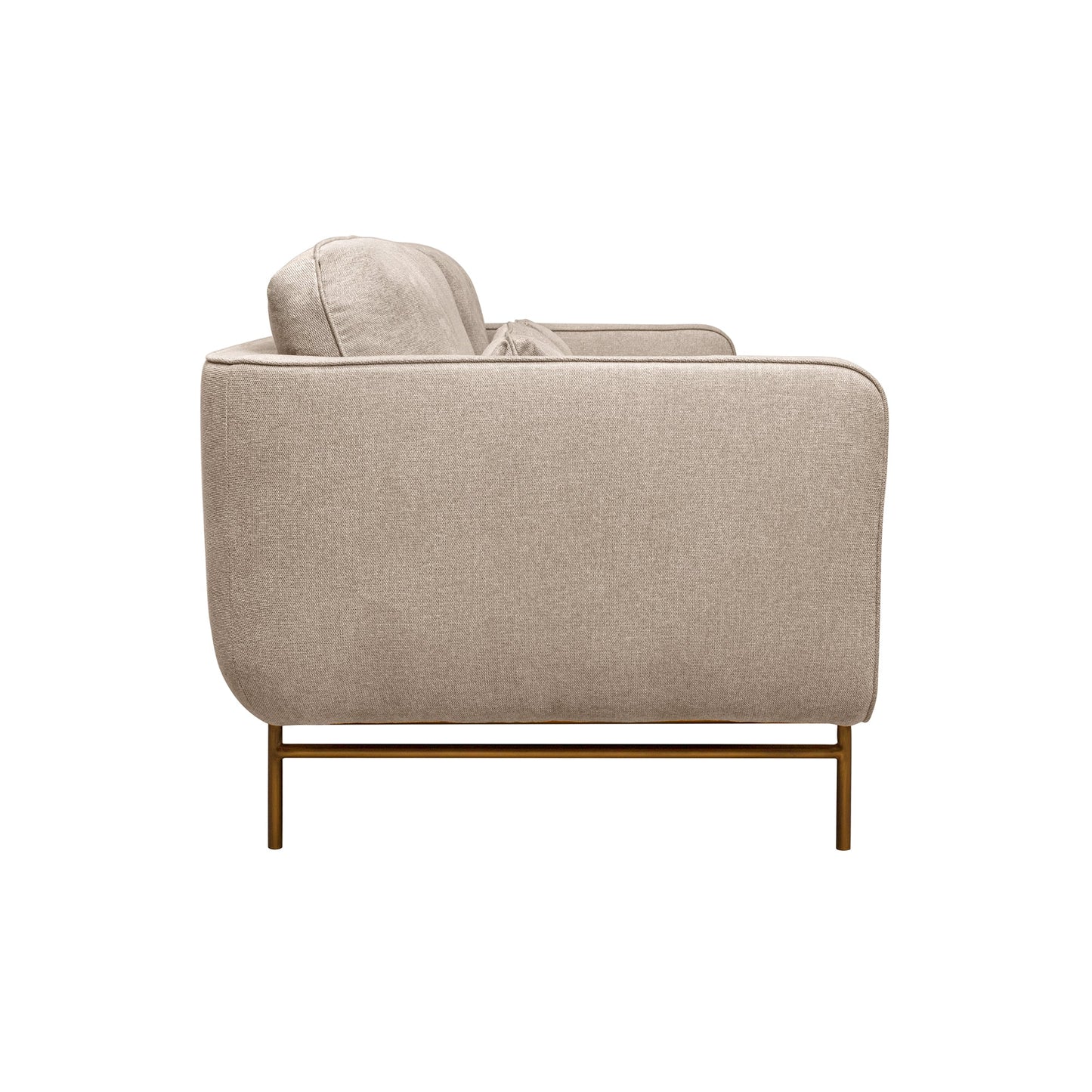 Lilou 77" Beige Fabric Sofa with Antique Brass Metal Legs