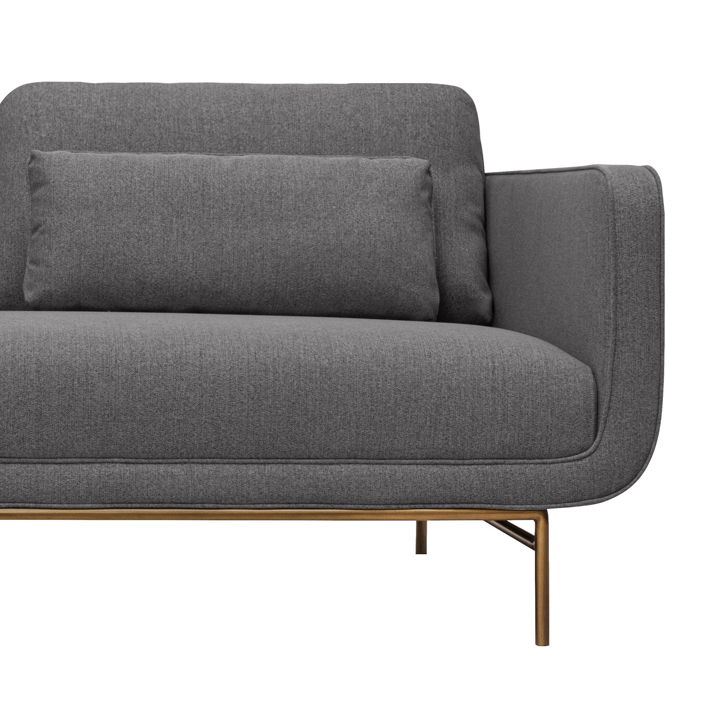 Lilou 77" Gray Fabric Sofa with Antique Brass Metal Legs