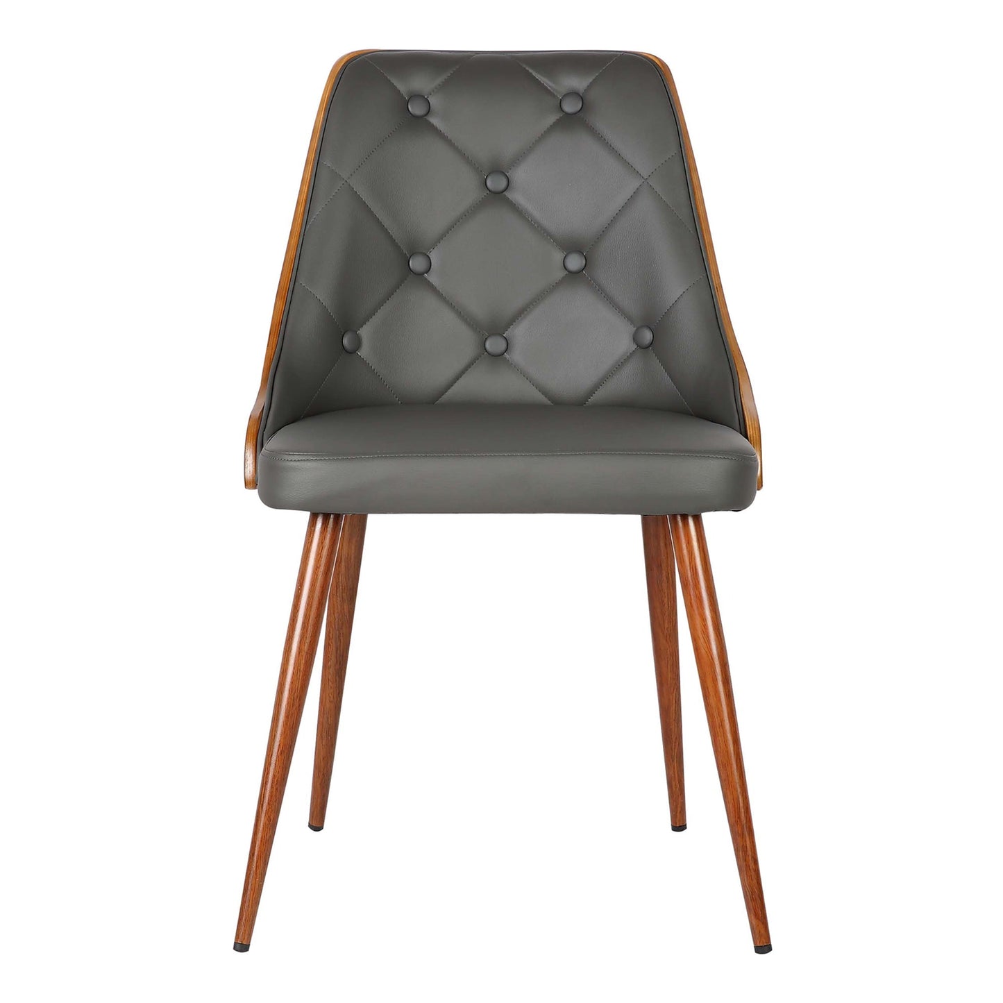 Lily Mid-Century Dining Chair in Walnut Finish and Gray Faux Leather