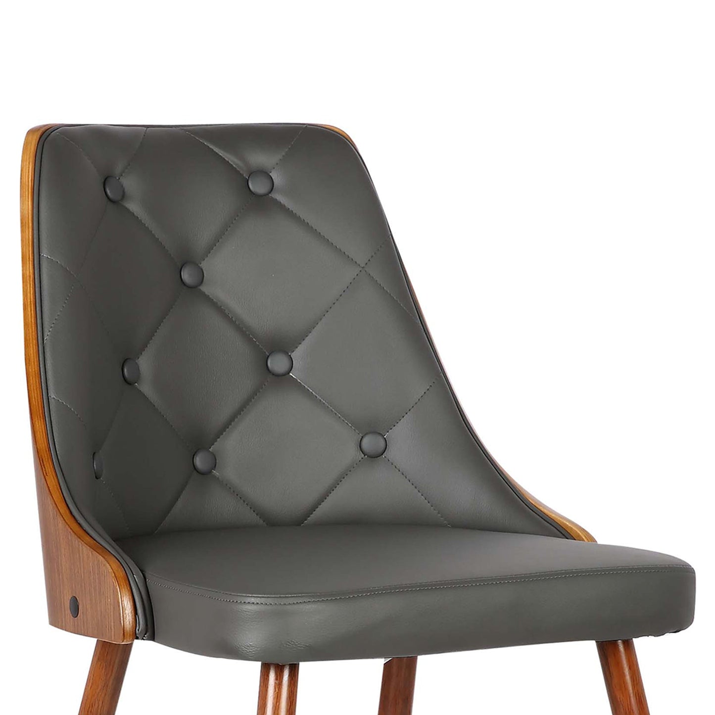 Lily Mid-Century Dining Chair in Walnut Finish and Gray Faux Leather