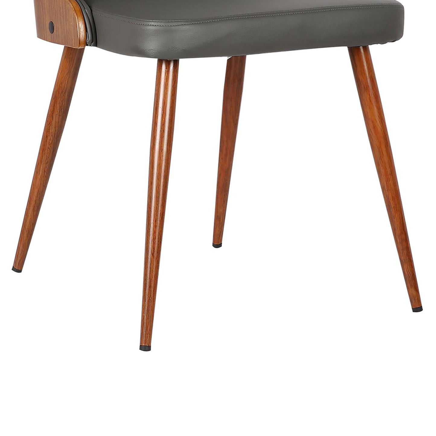 Lily Mid-Century Dining Chair in Walnut Finish and Gray Faux Leather