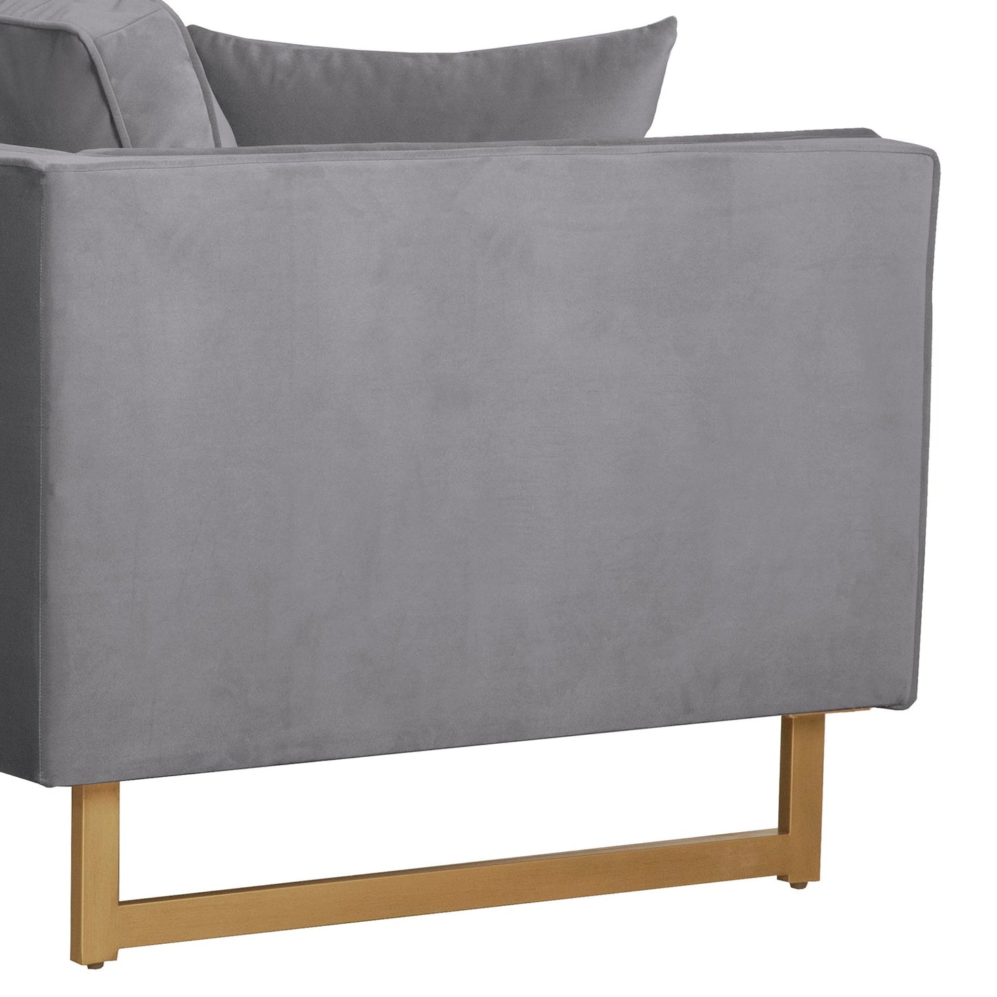 Lenox Gray Velvet Modern Sofa with Brass Legs