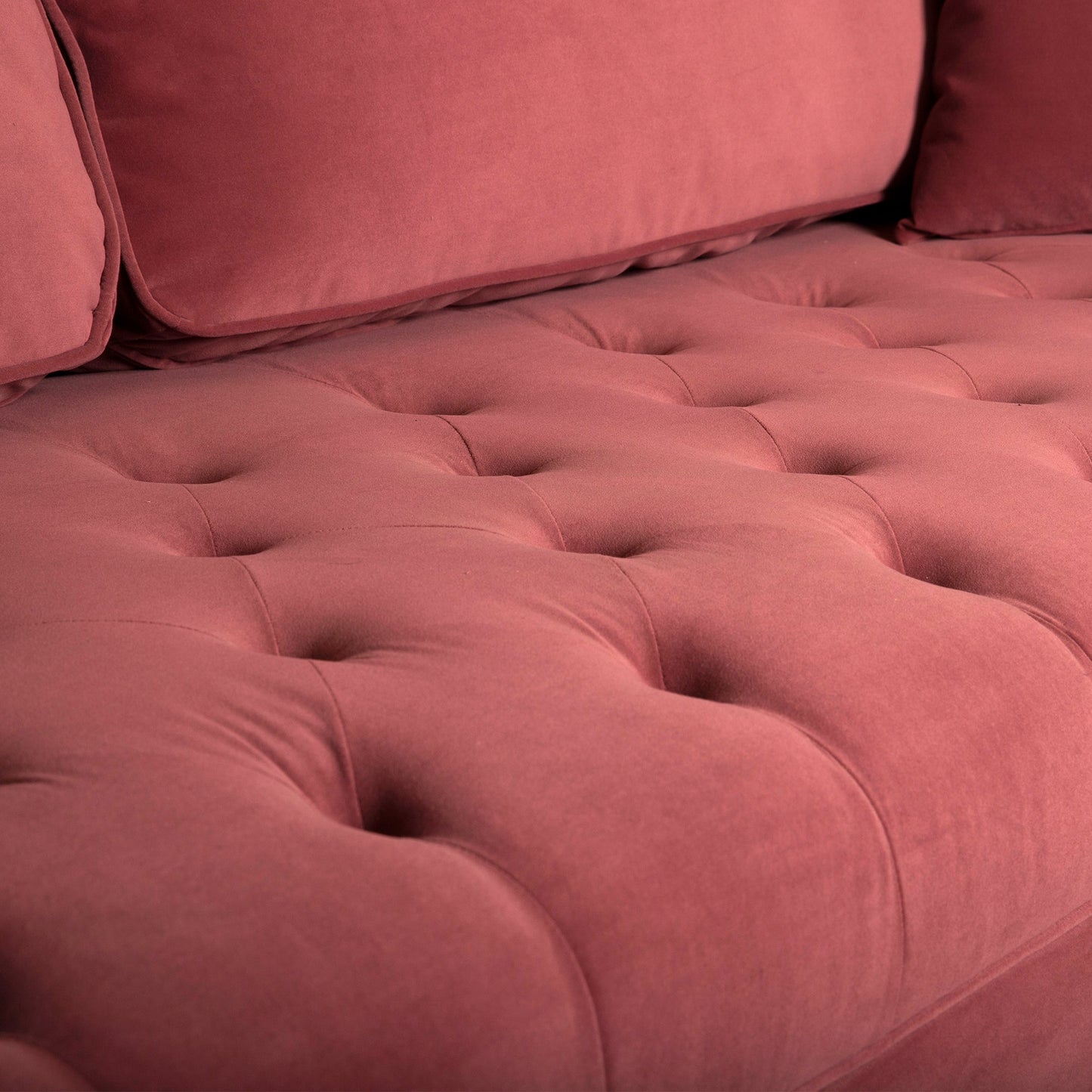 Lenox Pink Velvet Modern Sofa with Brass Legs