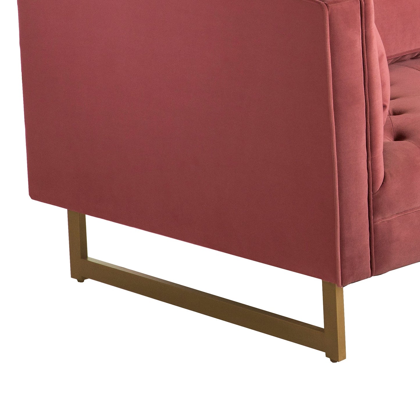 Lenox Pink Velvet Modern Sofa with Brass Legs