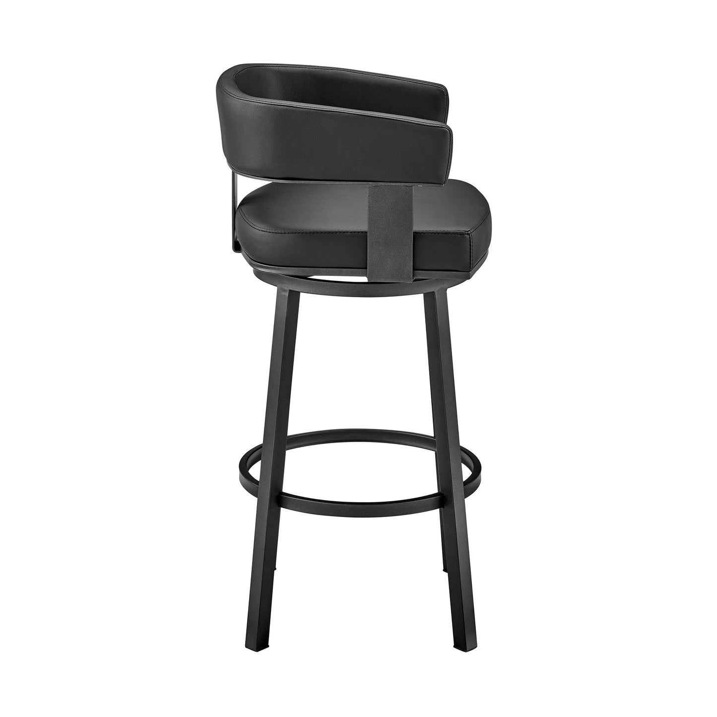 Lorin 26" Counter Height Swivel Bar Stool in Black Finish and Black Faux Leather