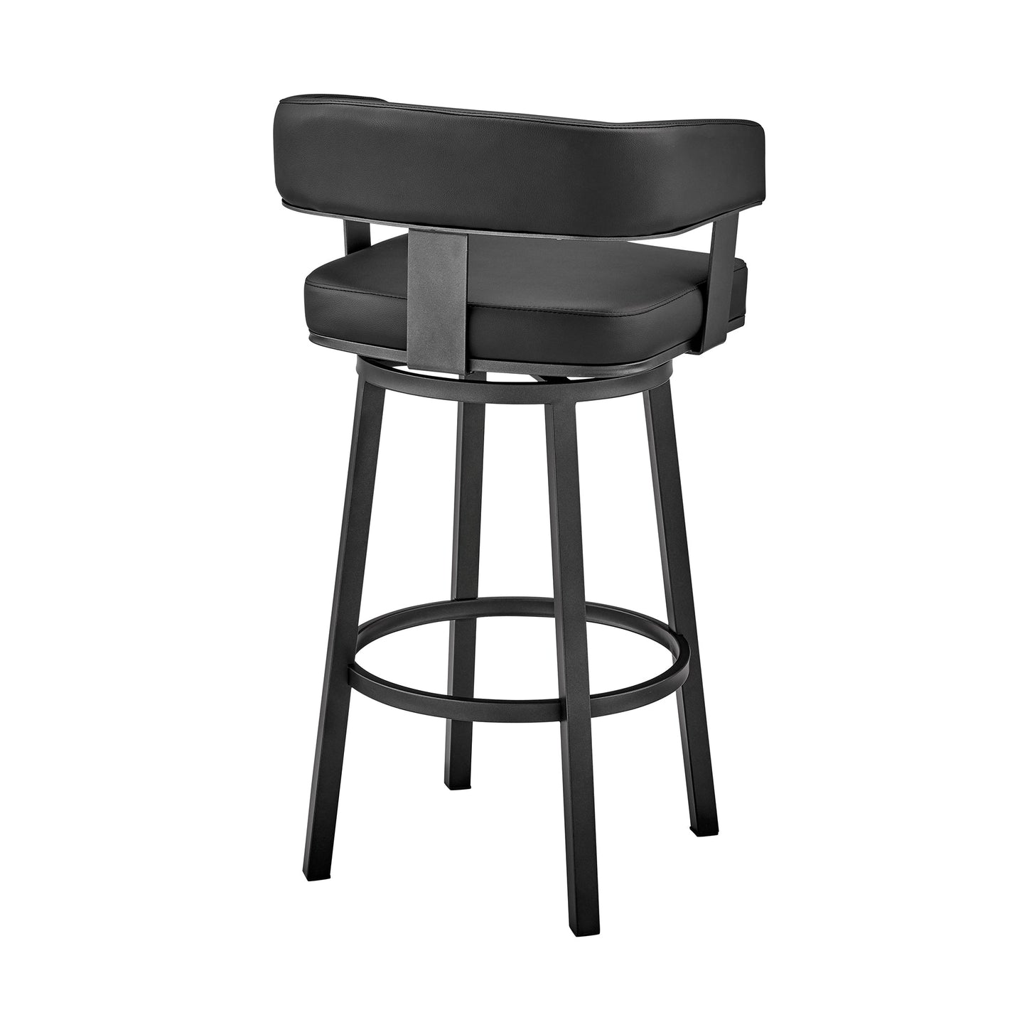 Lorin 26" Counter Height Swivel Bar Stool in Black Finish and Black Faux Leather