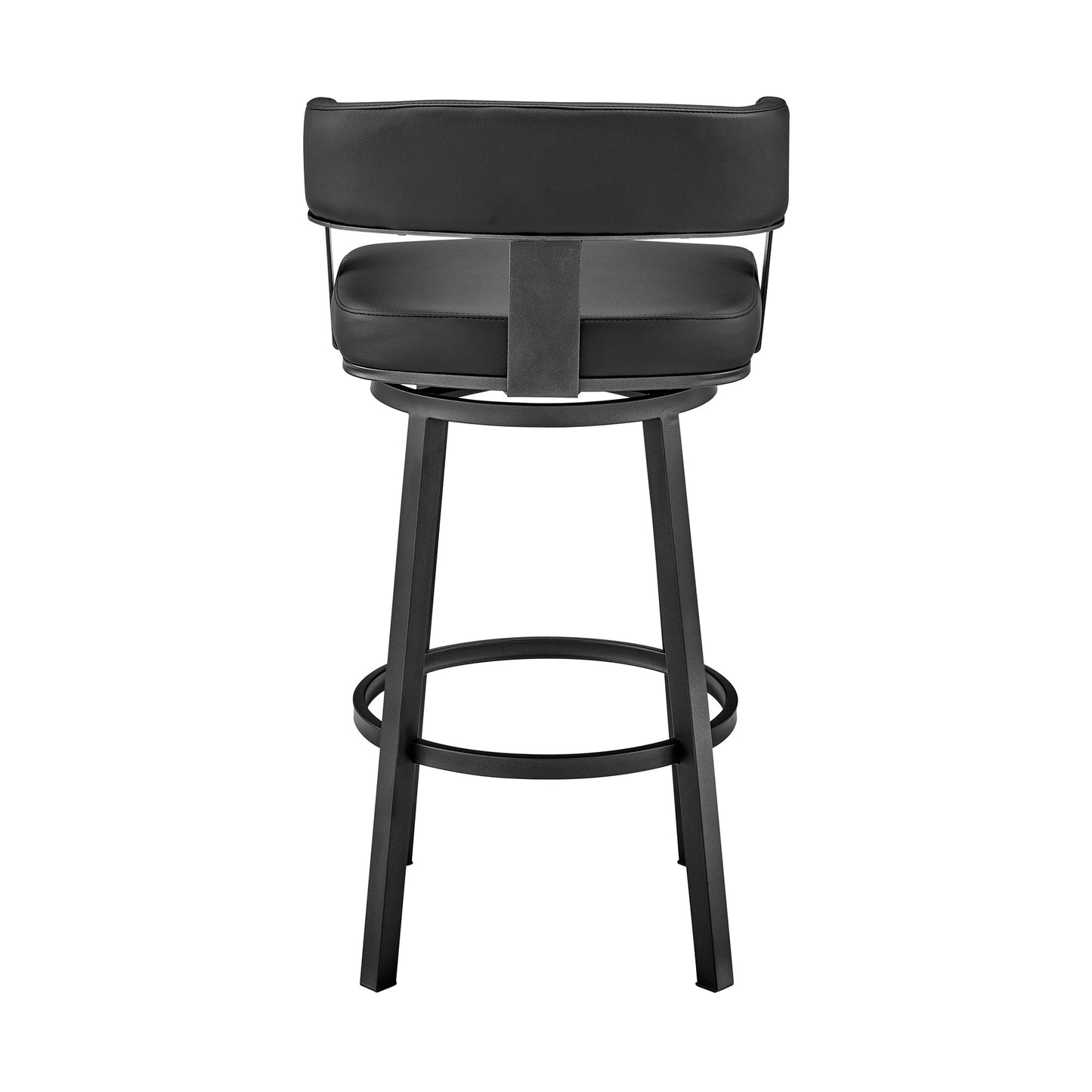 Lorin 26" Counter Height Swivel Bar Stool in Black Finish and Black Faux Leather