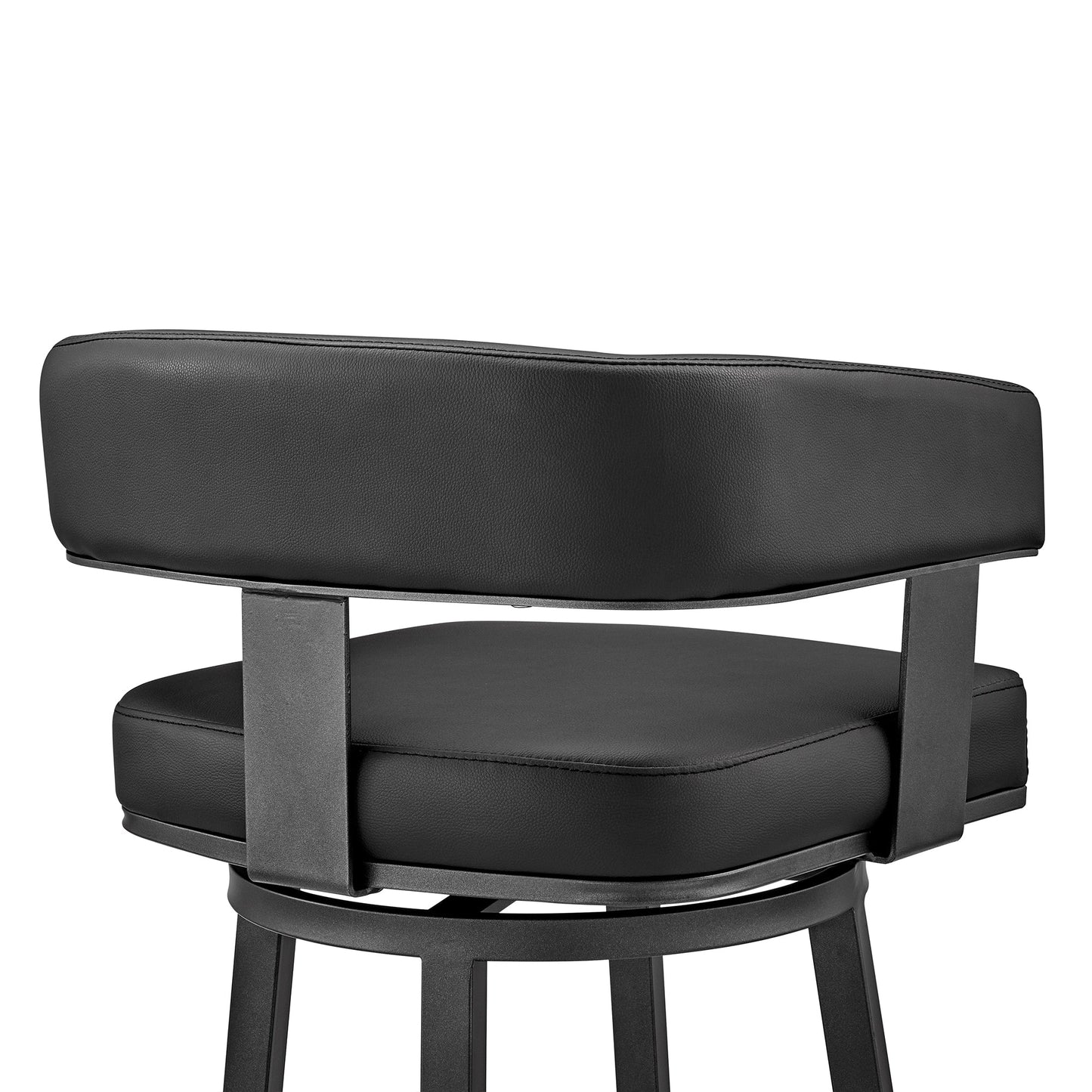 Lorin 26" Counter Height Swivel Bar Stool in Black Finish and Black Faux Leather