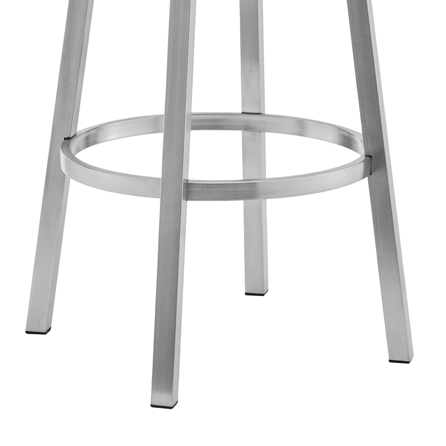 Lorin 26" White Faux Leather and Brushed Stainless Steel Swivel Bar Stool