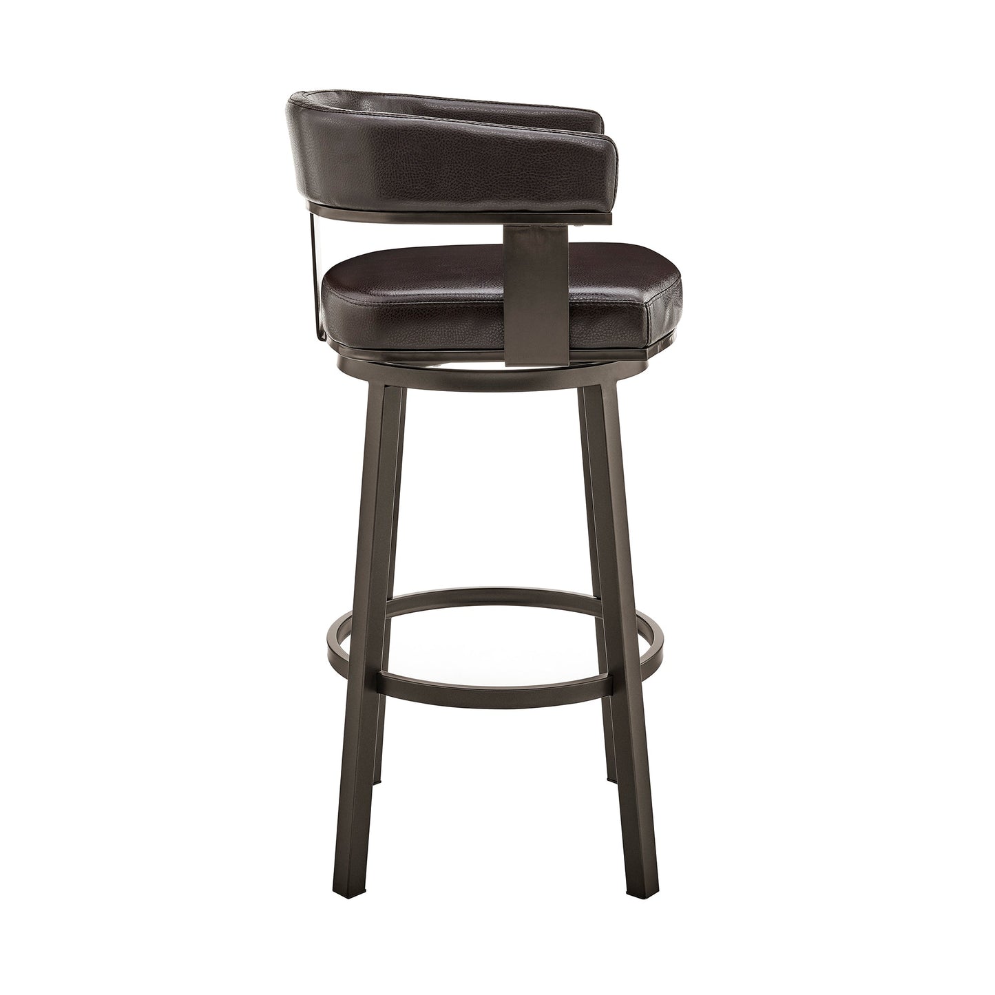 Lorin 26" Counter Height Swivel Bar Stool in Java Brown Finish and Chocolate Faux Leather