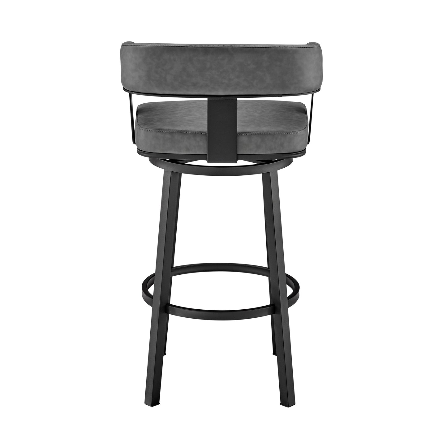 Lorin 26" Counter Height Swivel Bar Stool in Black Finish and Gray Faux Leather