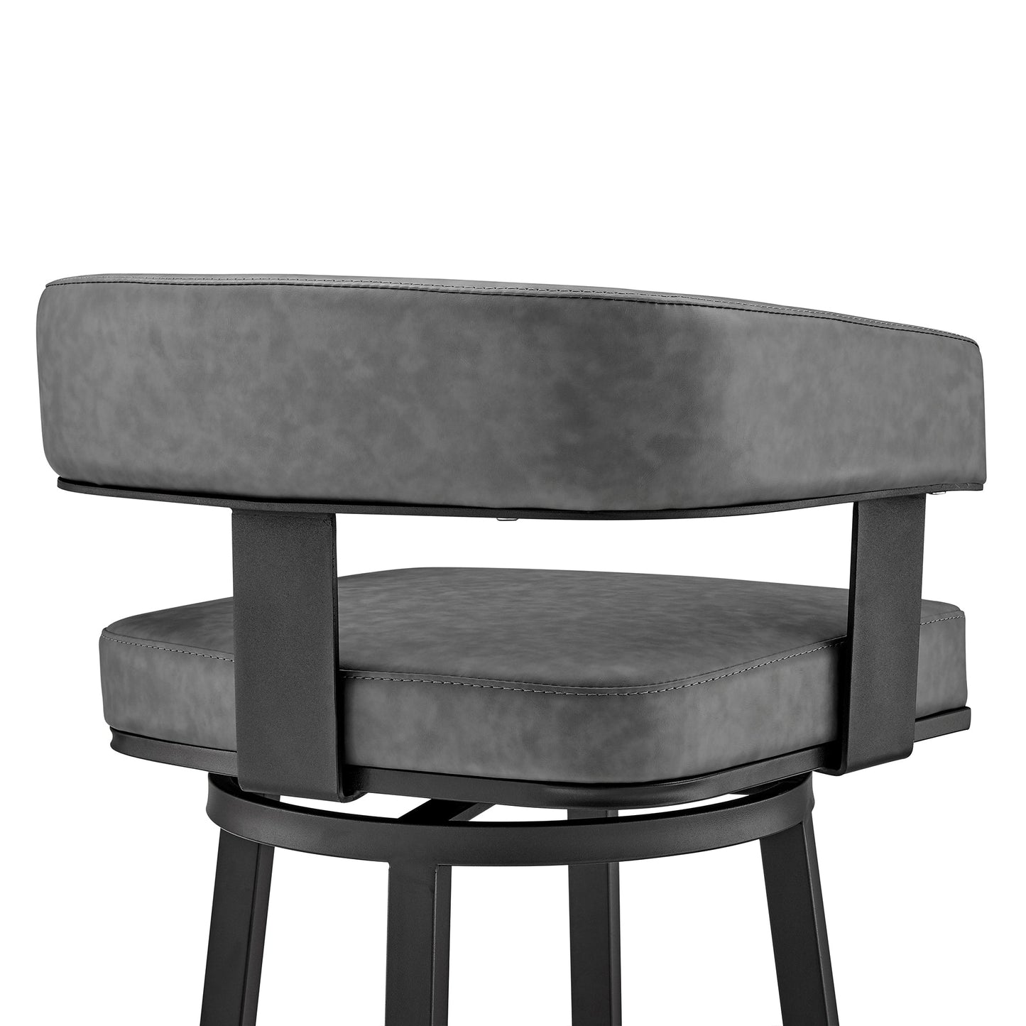 Lorin 26" Counter Height Swivel Bar Stool in Black Finish and Gray Faux Leather