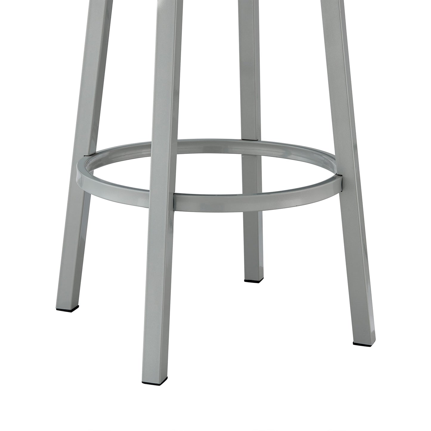 Lorin 26" Counter Height Swivel Bar Stool in Silver Finish with White Faux Leather