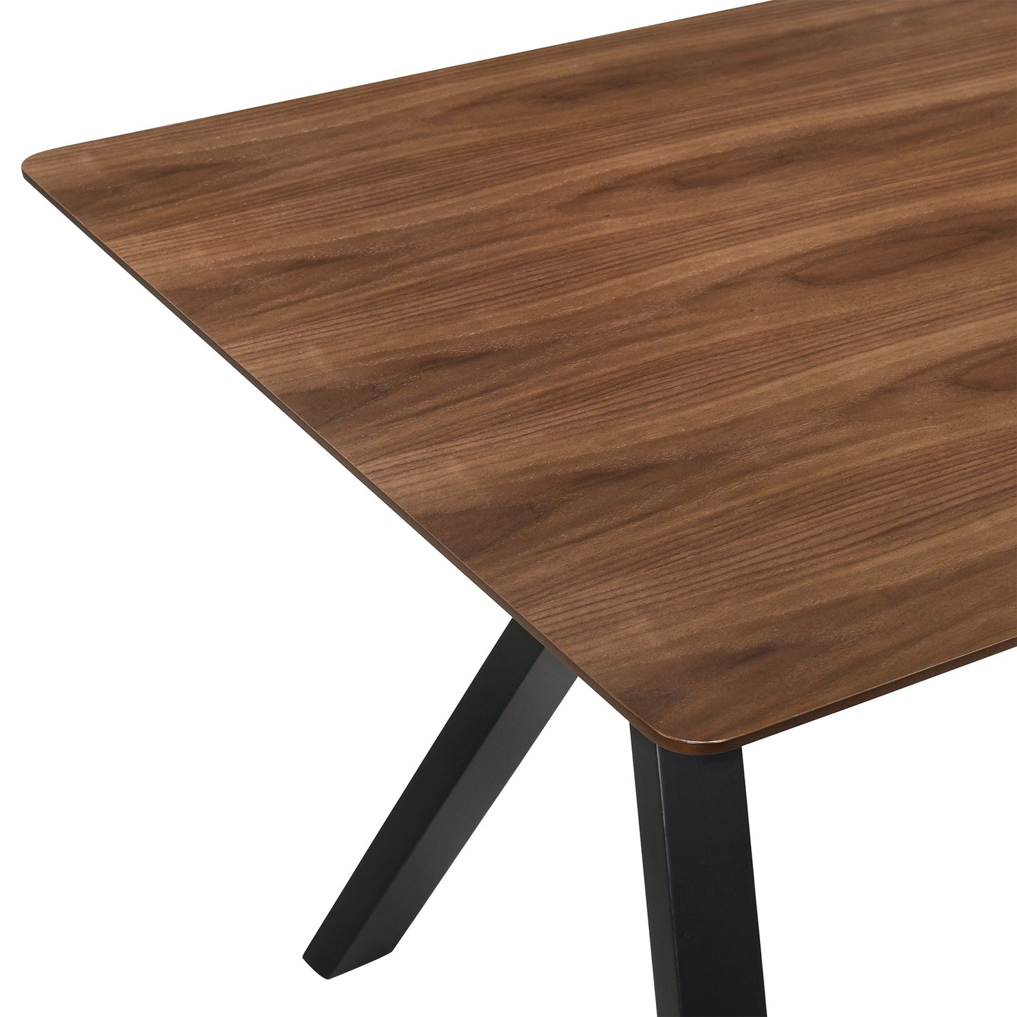 Laredo 63" Mid-Century Modern Walnut Wood Dining Table with Black Legs