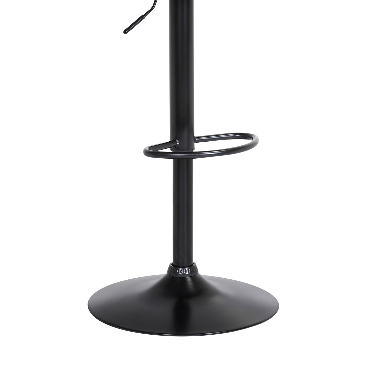 Lydia Adjustable Black Wood Bar Stool in Light Gray Fabric with Black Metal