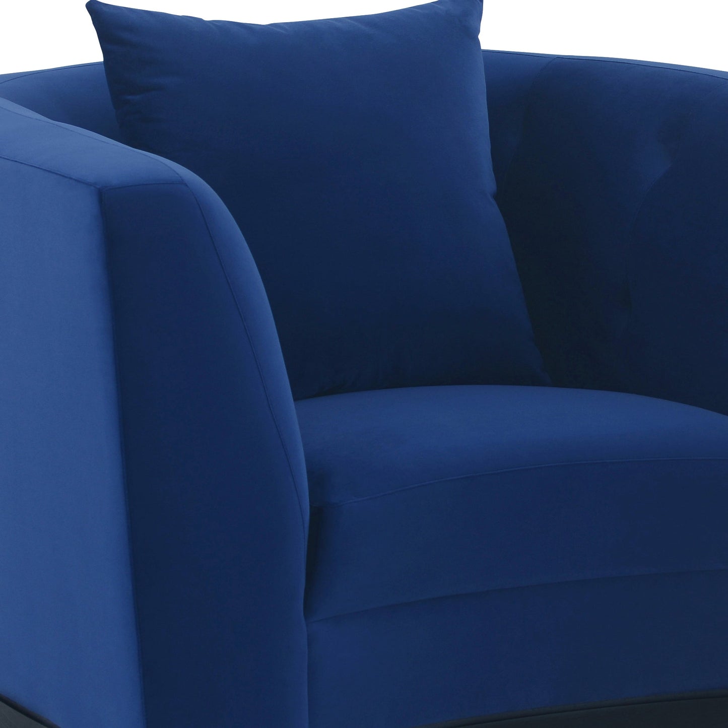 Melange Blue Velvet Upholstered Accent Chair with Black Wood Base