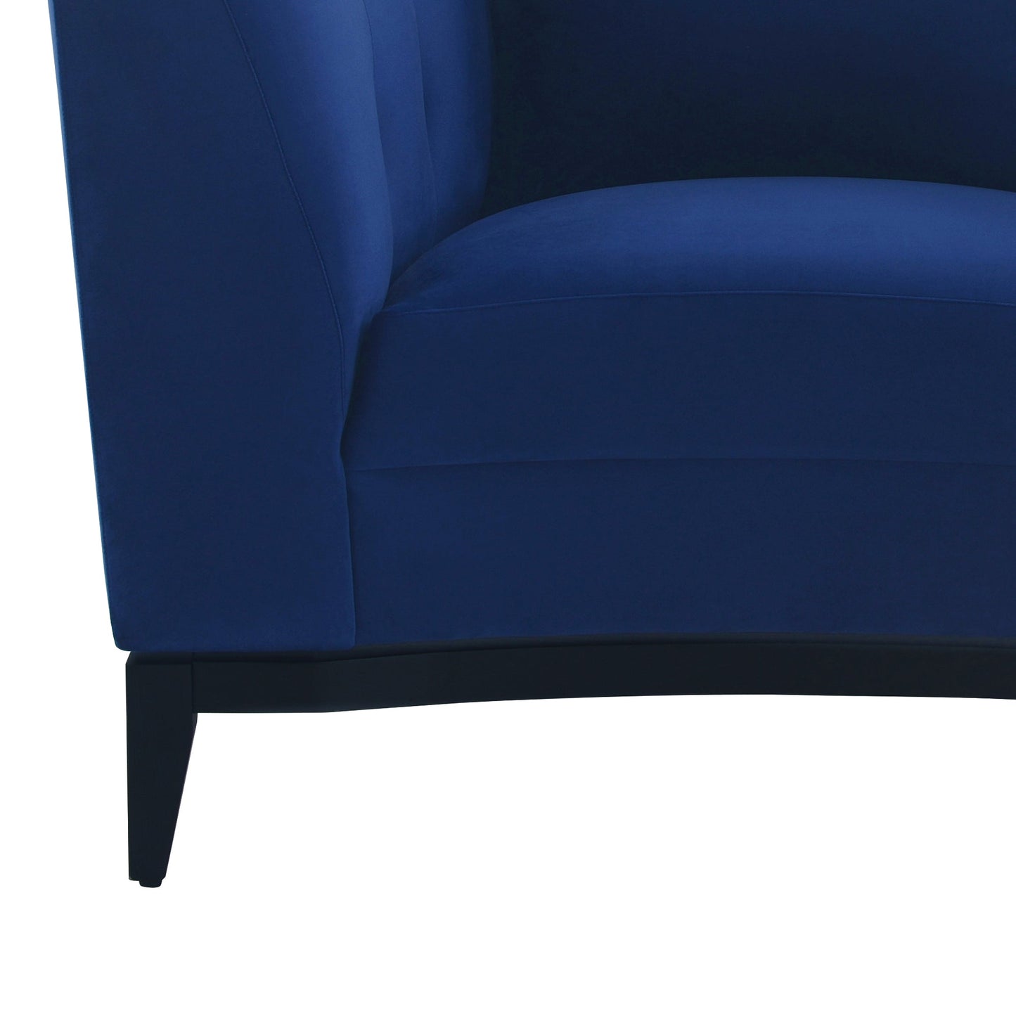 Melange Blue Velvet Upholstered Accent Chair with Black Wood Base