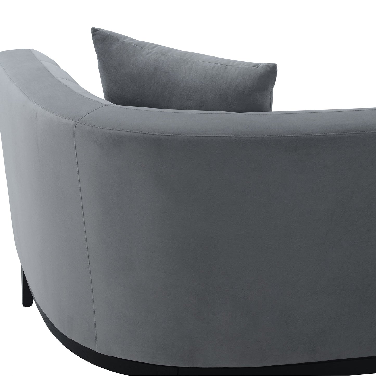 Melange Gray Velvet Sofa with Black Wood Base