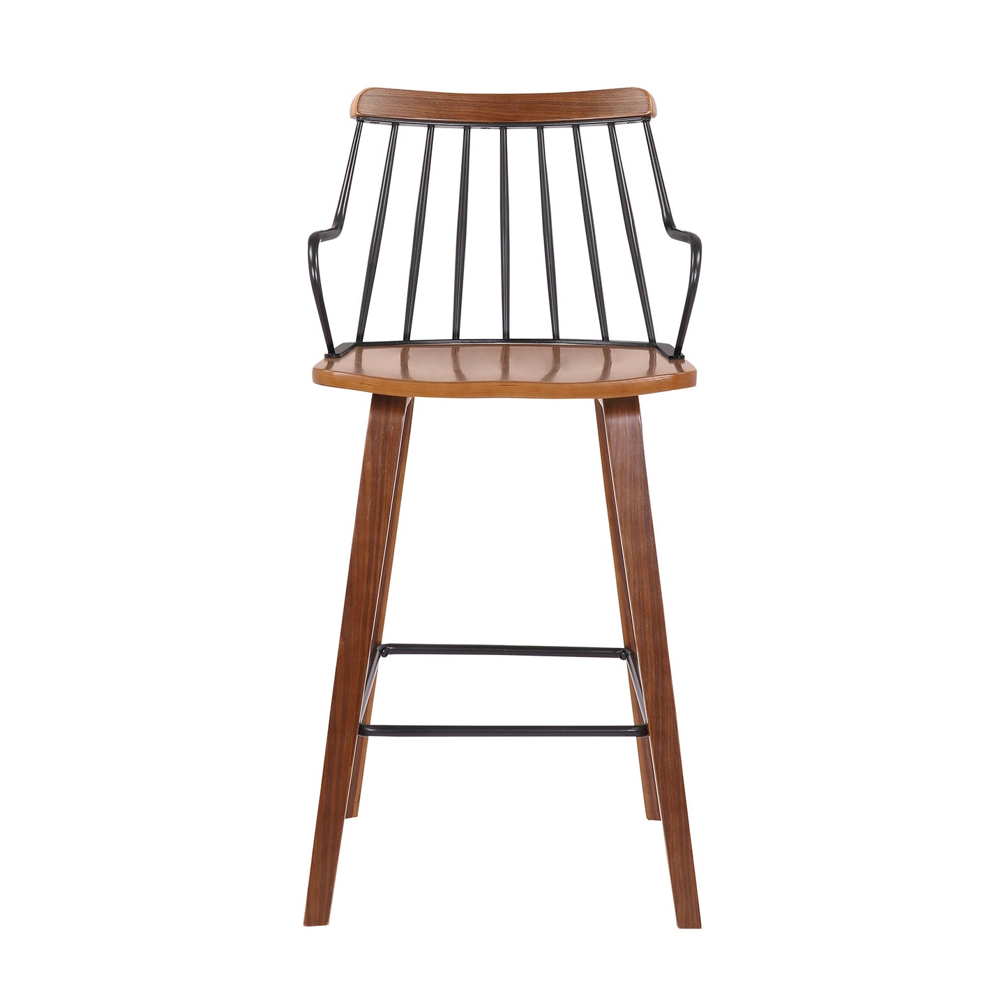 Micah Walnut and Metal Modern 26" Counter Height Bar Stool