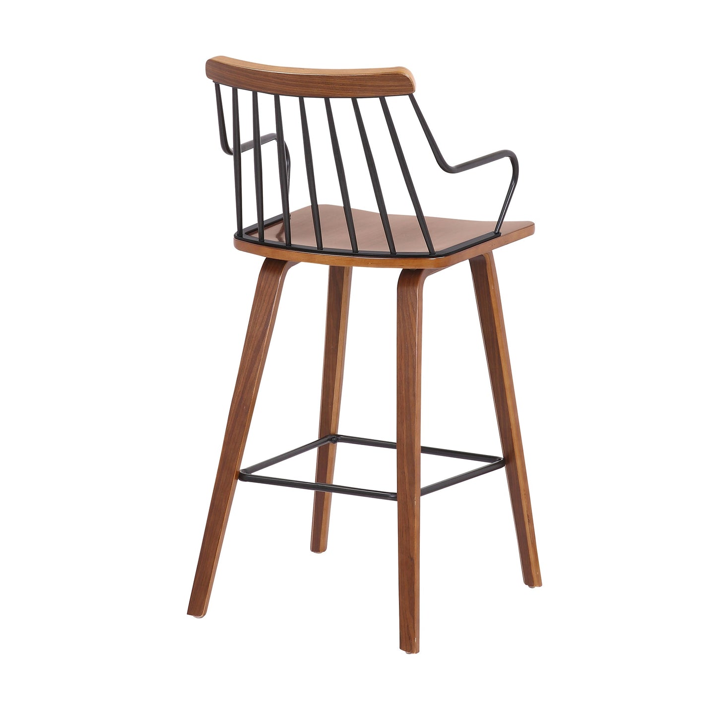 Micah Walnut and Metal Modern 26" Counter Height Bar Stool