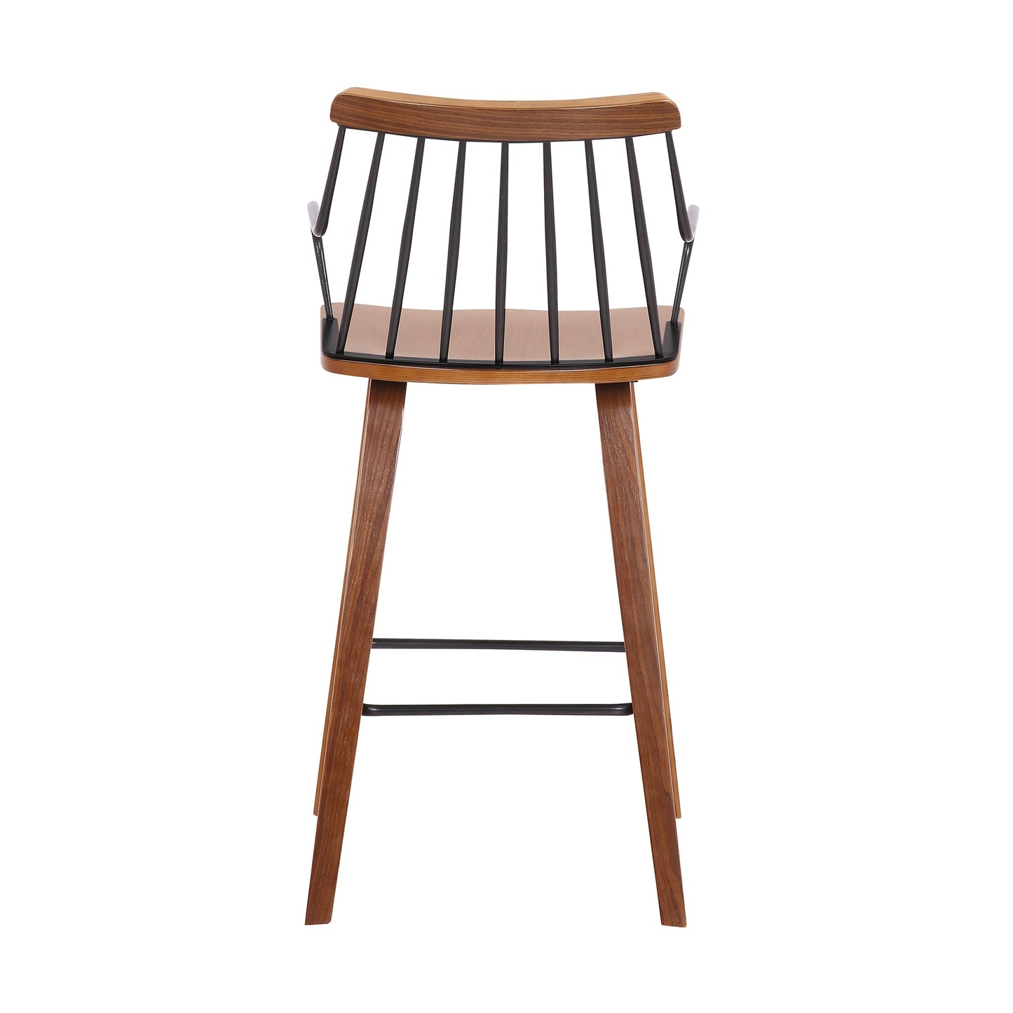 Micah Walnut and Metal Modern 26" Counter Height Bar Stool