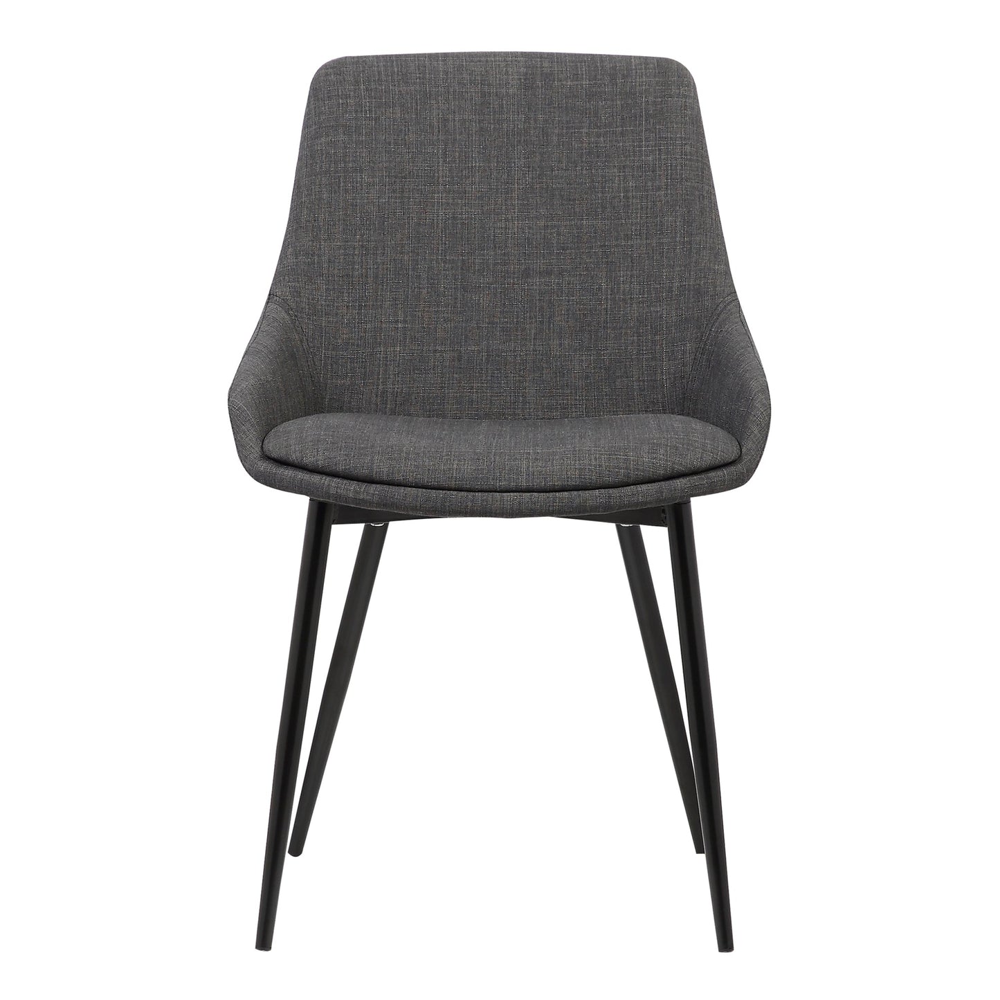 Mia Contemporary Dining Chair in Charcoal Fabric with Black Powder Coated Metal Legs