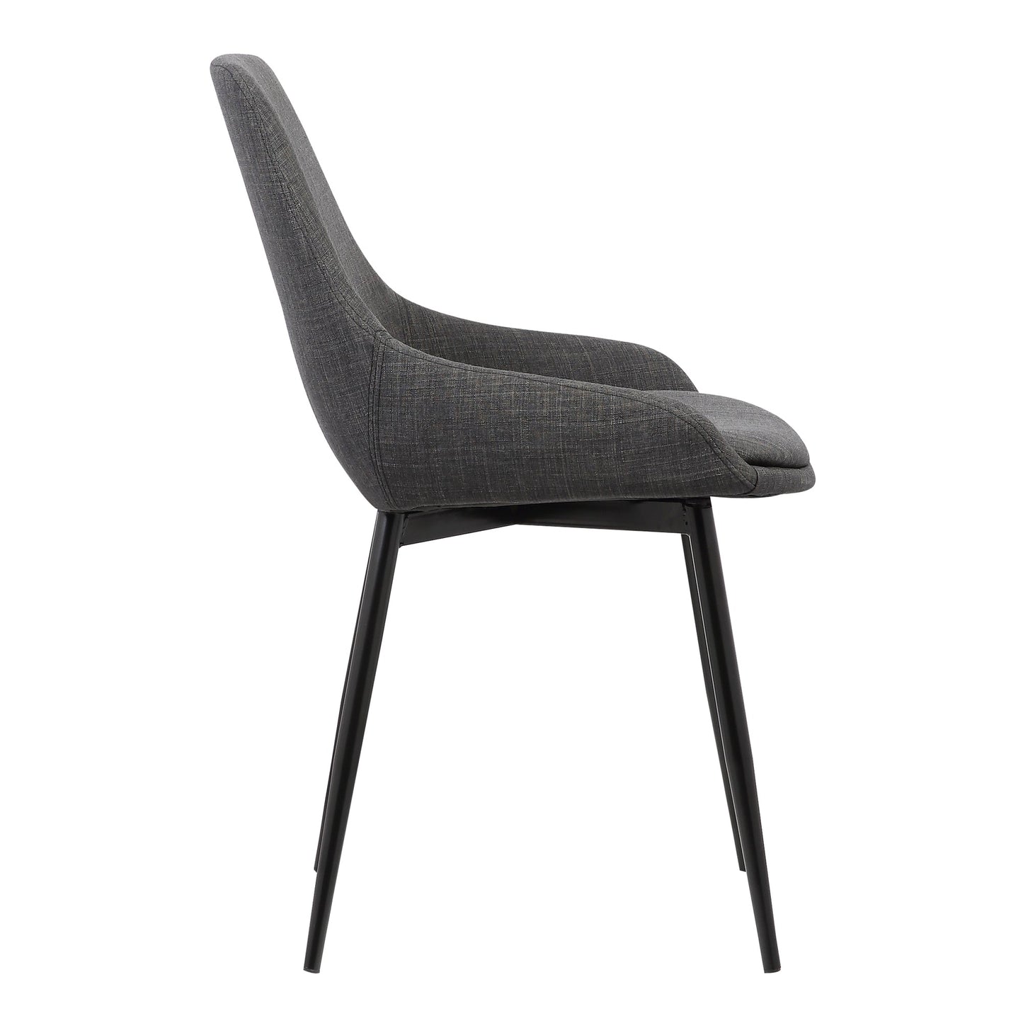 Mia Contemporary Dining Chair in Charcoal Fabric with Black Powder Coated Metal Legs