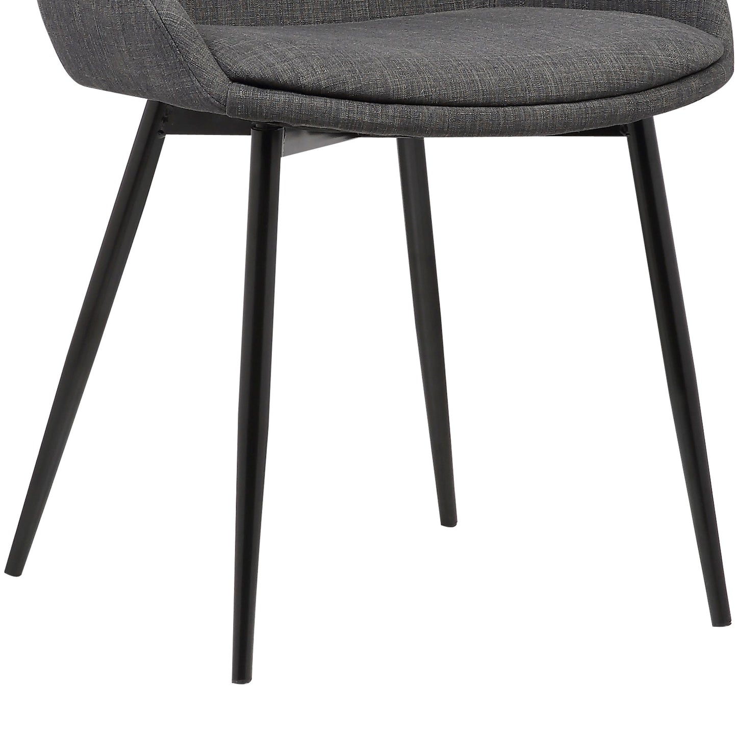 Mia Contemporary Dining Chair in Charcoal Fabric with Black Powder Coated Metal Legs