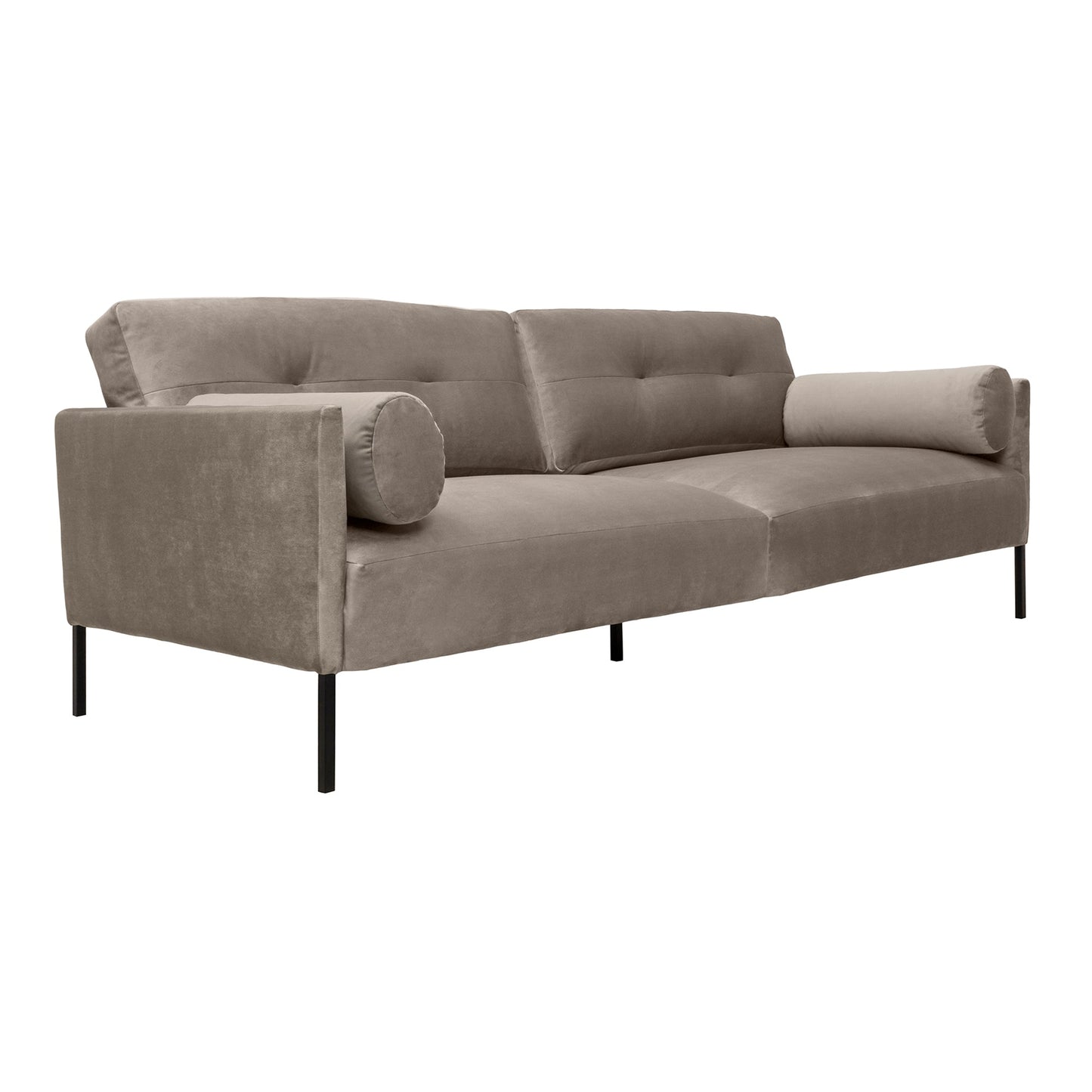 Michalina 84" Fossil Gray Velvet Sofa with Black Metal Legs