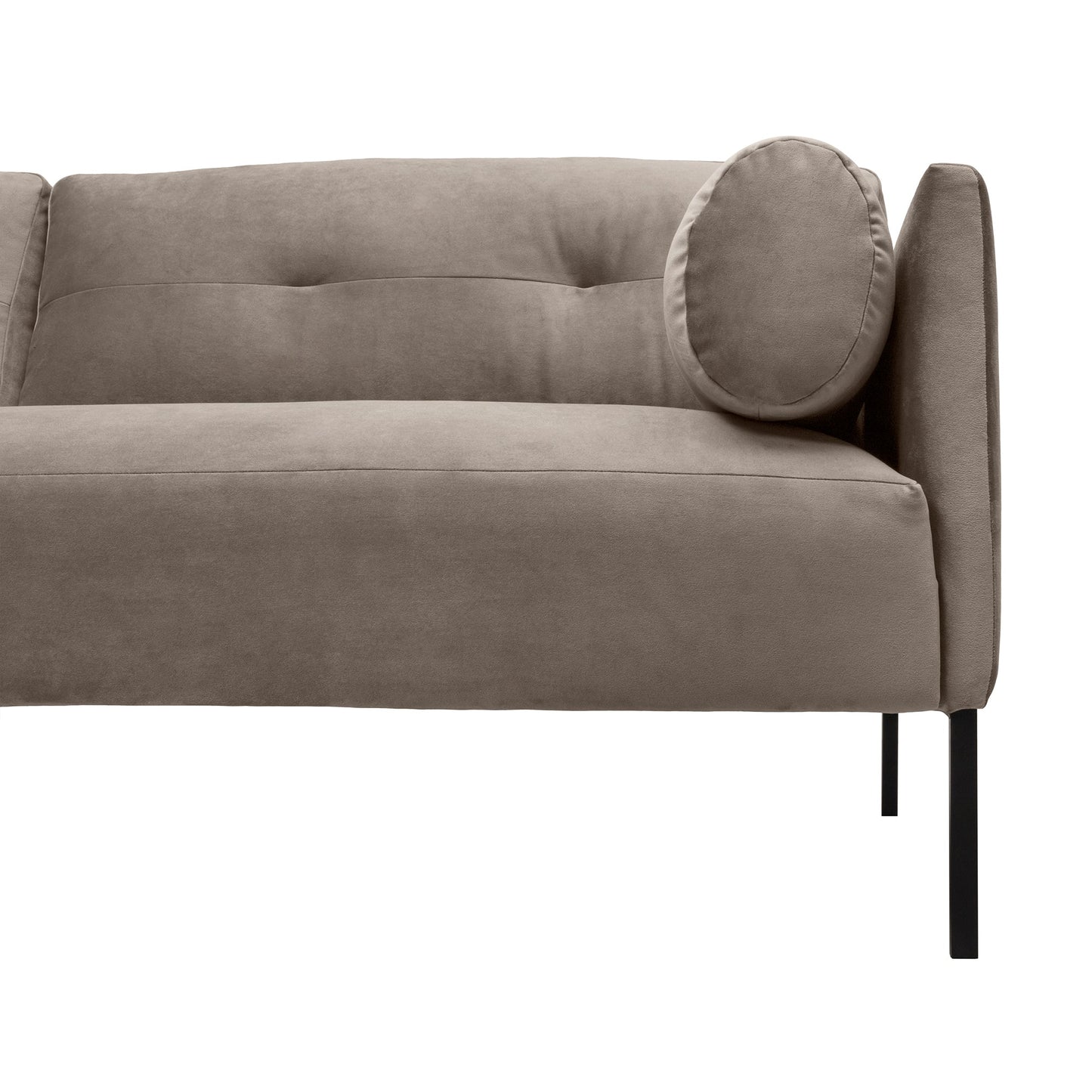 Michalina 84" Fossil Gray Velvet Sofa with Black Metal Legs